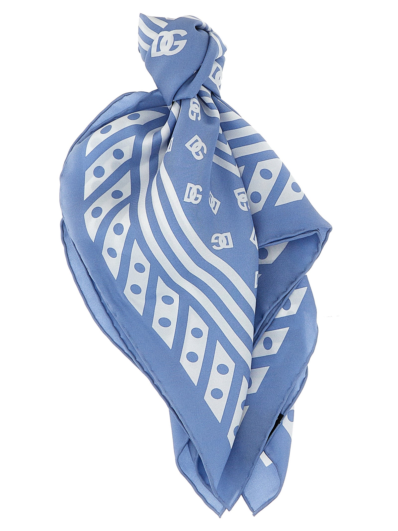 Dolce & Gabbana-Logo Scarf Sciarpe Celeste-Donna