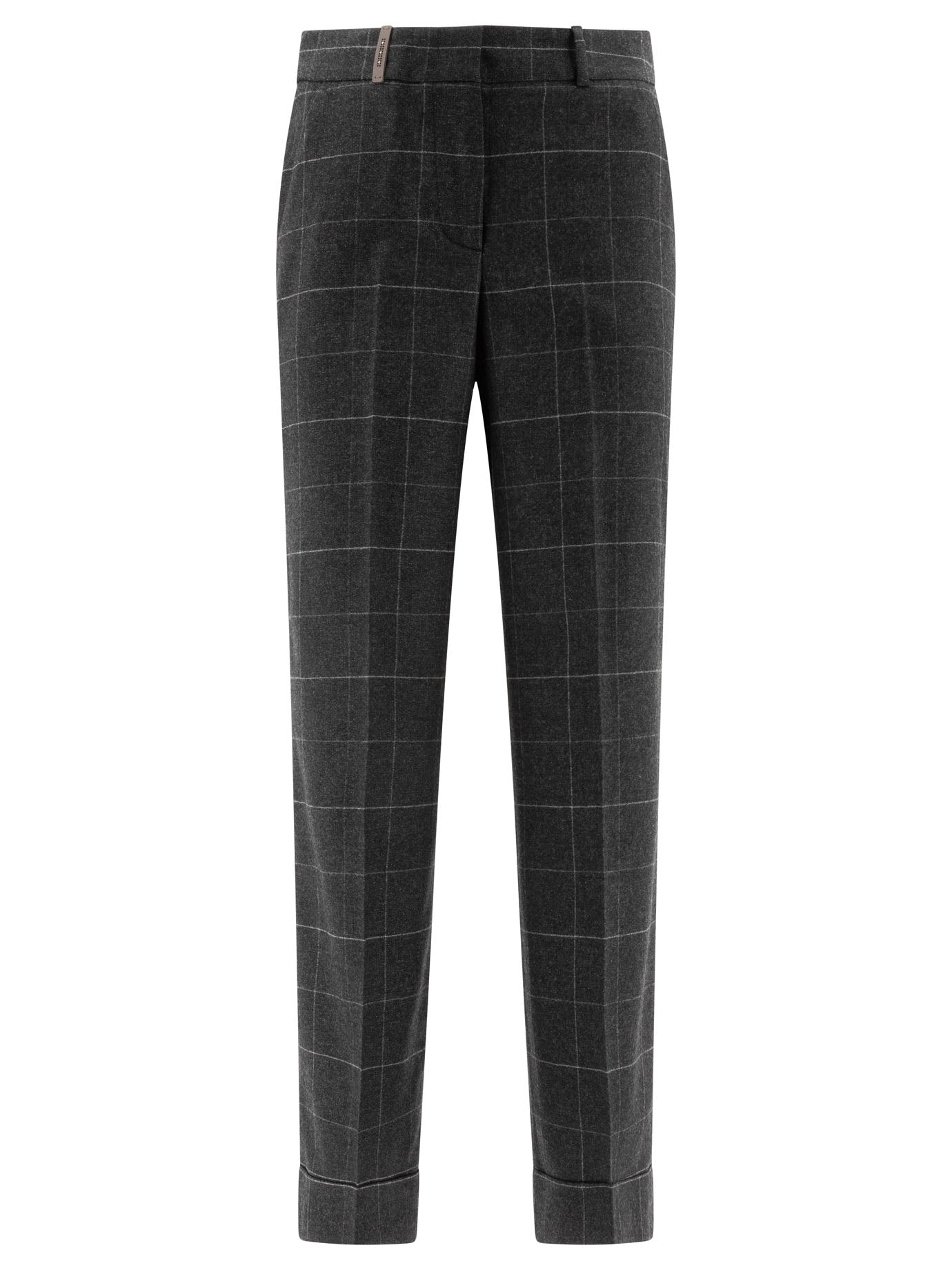 Peserico-Wool And Cashmere Trousers Grey-Donna