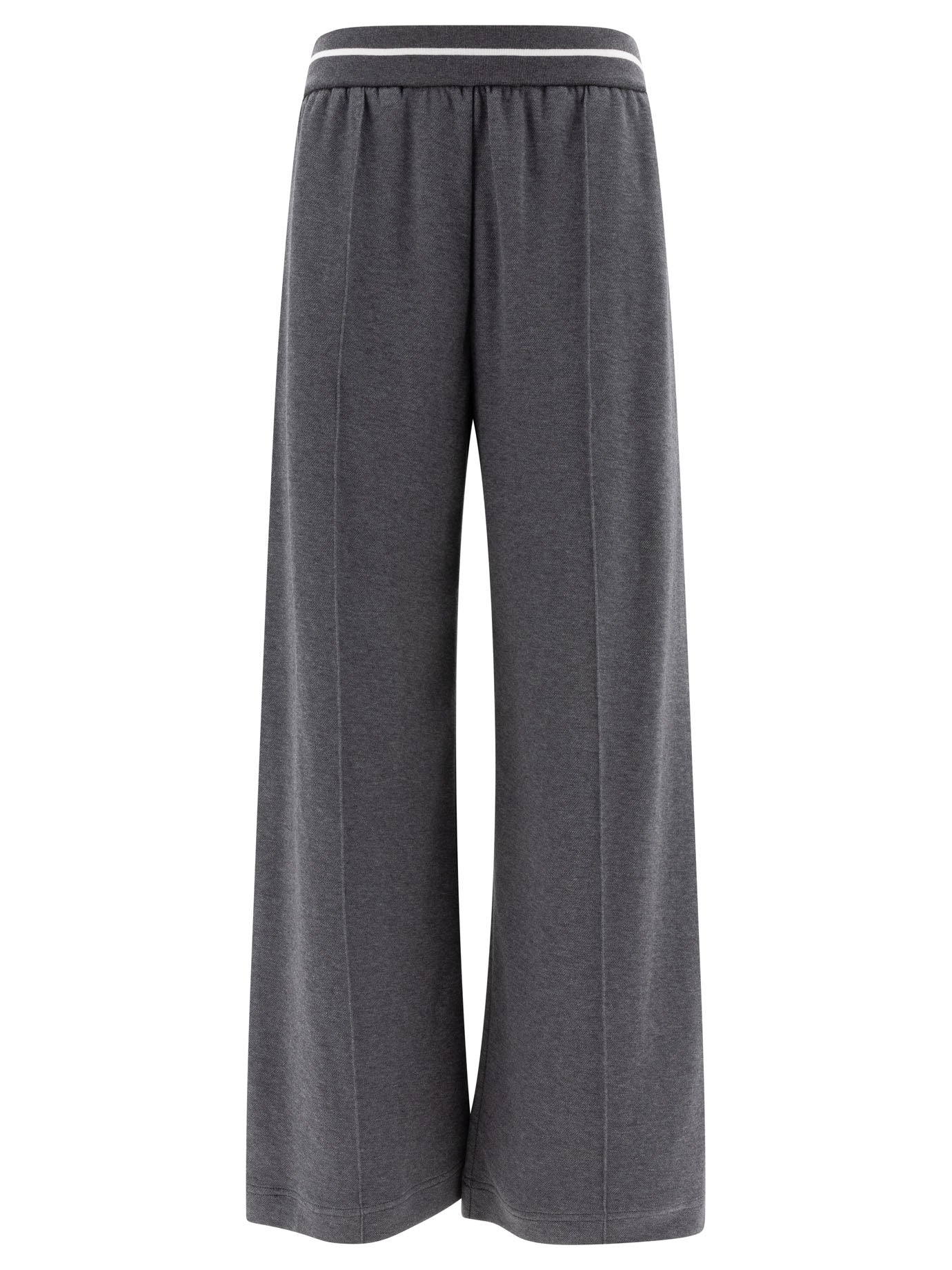 Brunello Cucinelli-Techno Cotton Trousers Grey-Donna