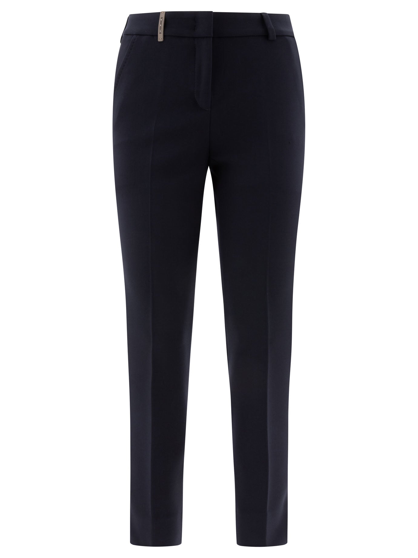 Peserico-Jersey Cigarette Trousers Blu-Donna