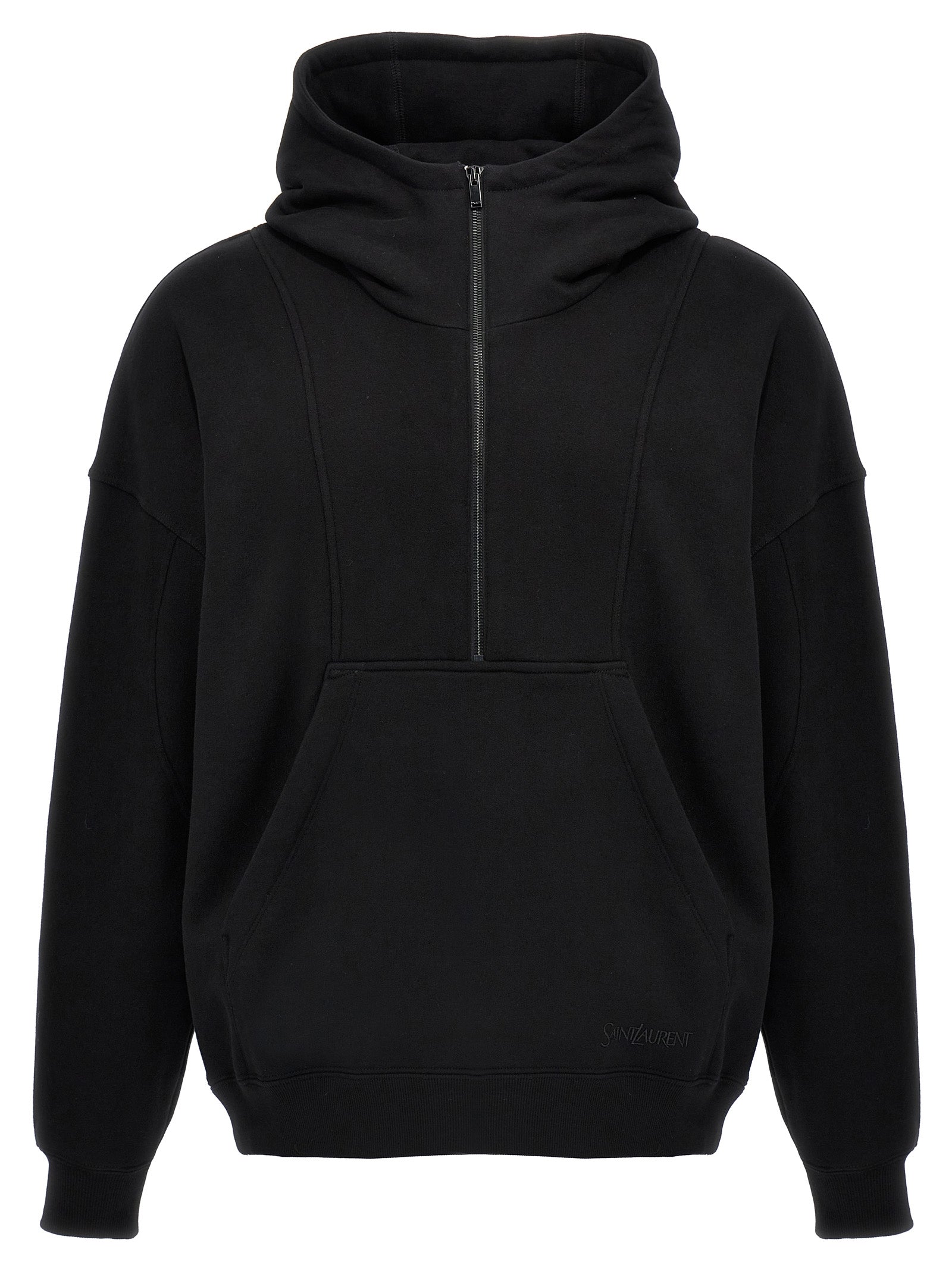 Saint Laurent-Half Zip Hoodie Felpe Nero-Uomo