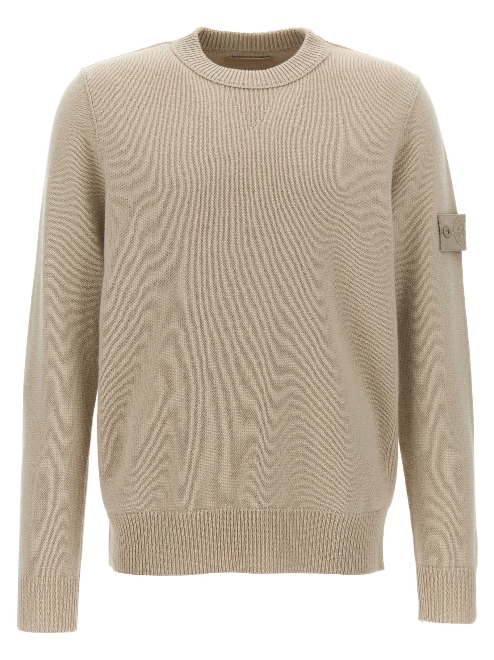 Stone Island-Logo Badge Sweater Maglioni Beige-Uomo