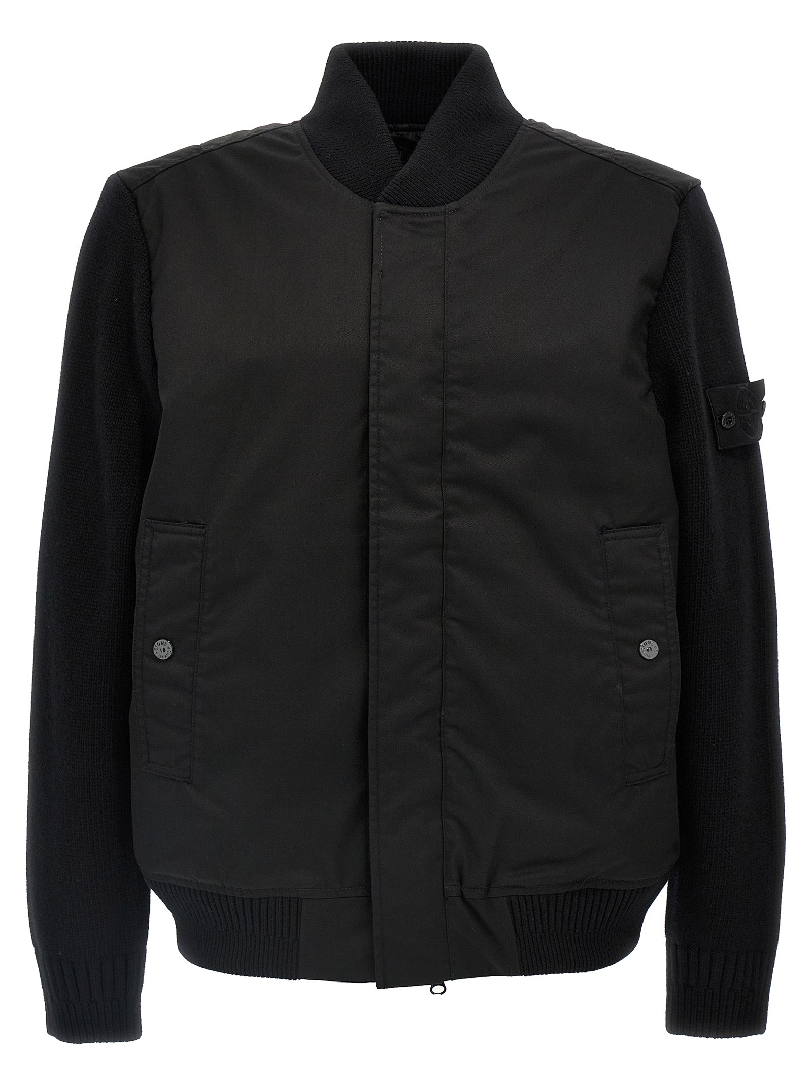 Stone Island-Performance Twill Wool Giacche Nero-Uomo