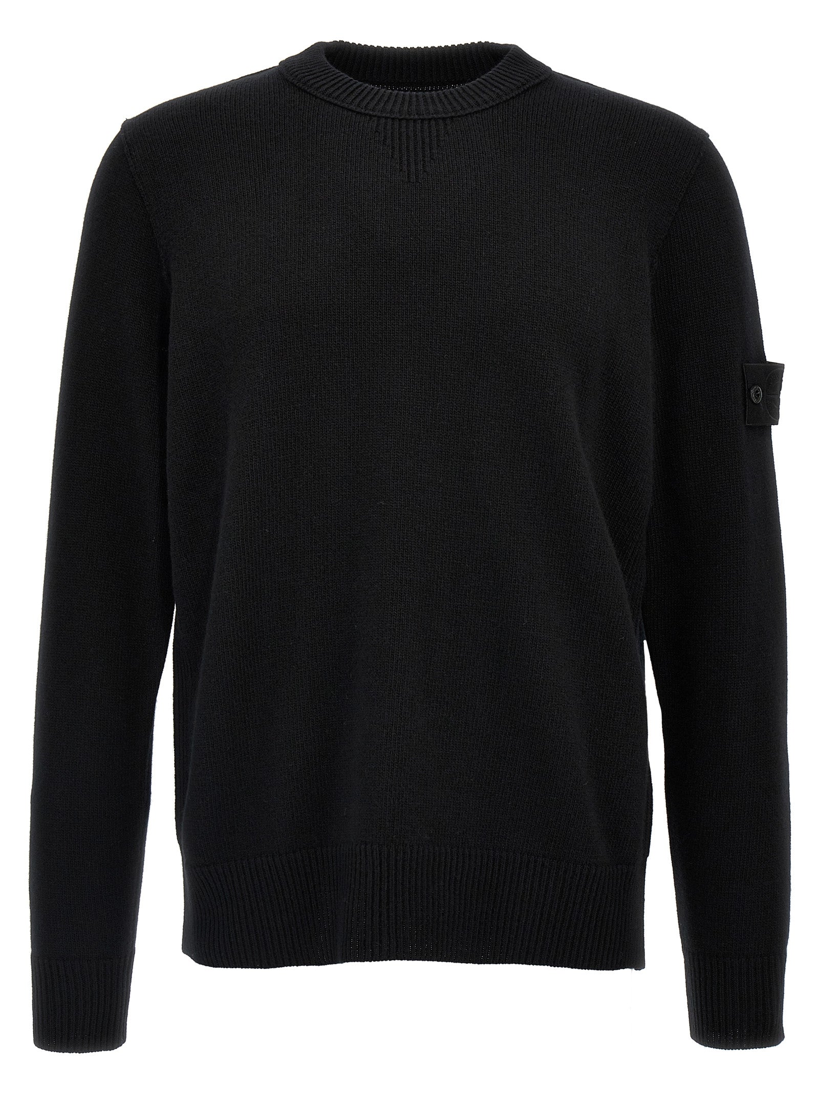 Stone Island-Logo Badge Sweater Maglioni Nero-Uomo