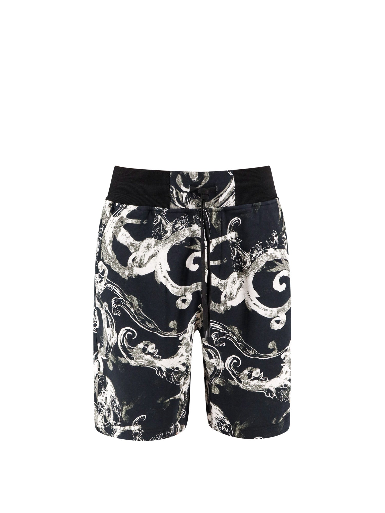 Versace Jeans-Bermuda in cotone con stampa Watercolor Baroque-Uomo