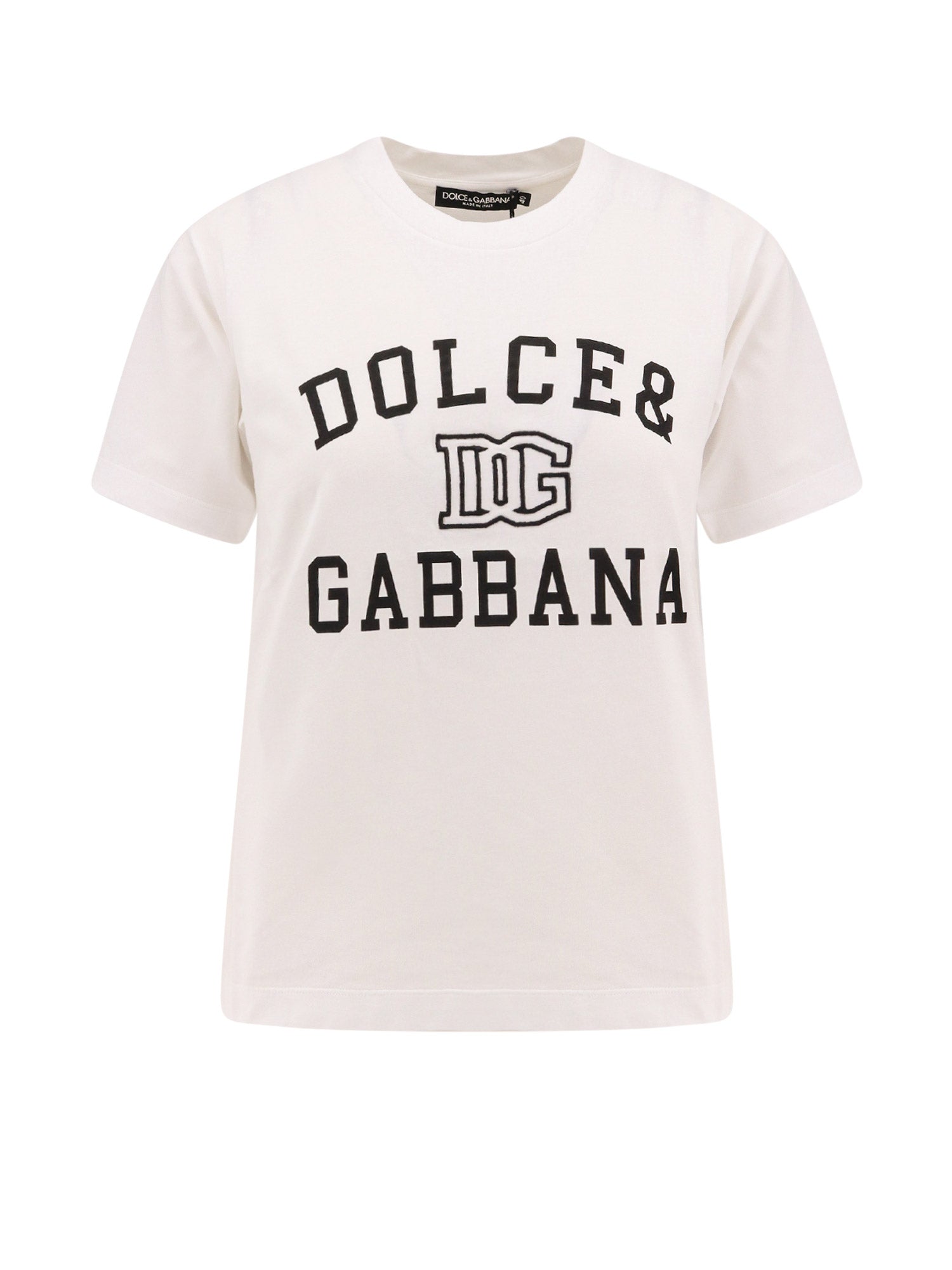 Dolce & Gabbana-T-shirt in cotone con ricamo DG-Donna