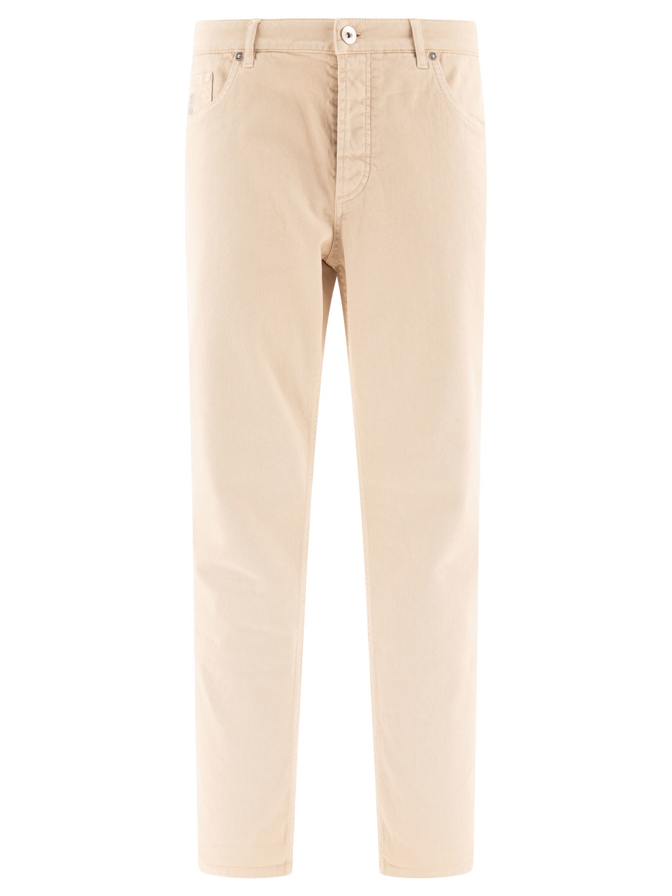 Brunello Cucinelli-Garment-Dyed Trousers Beige-Uomo