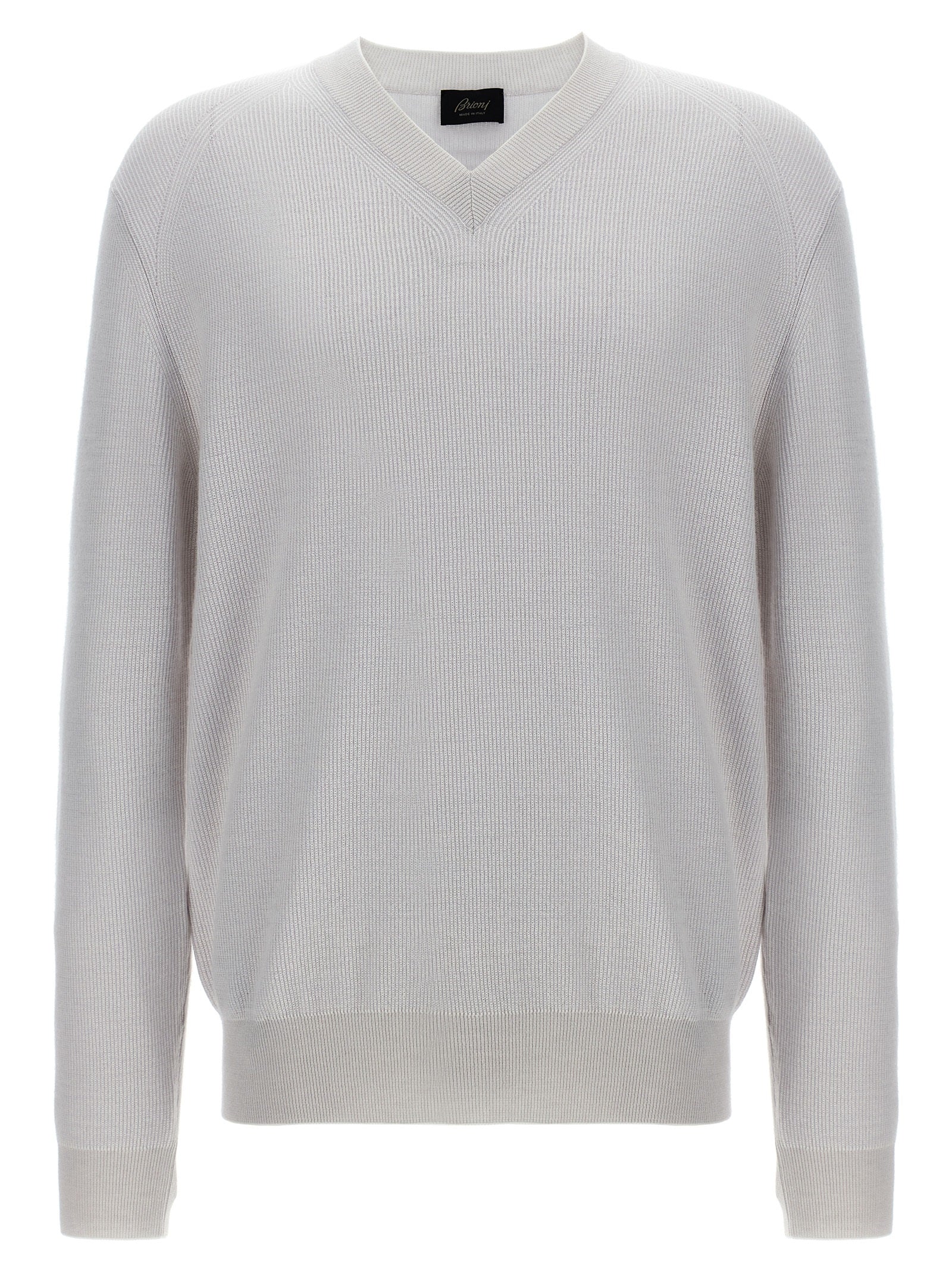 Brioni-V-Neck Sweater Maglioni Bianco-Uomo