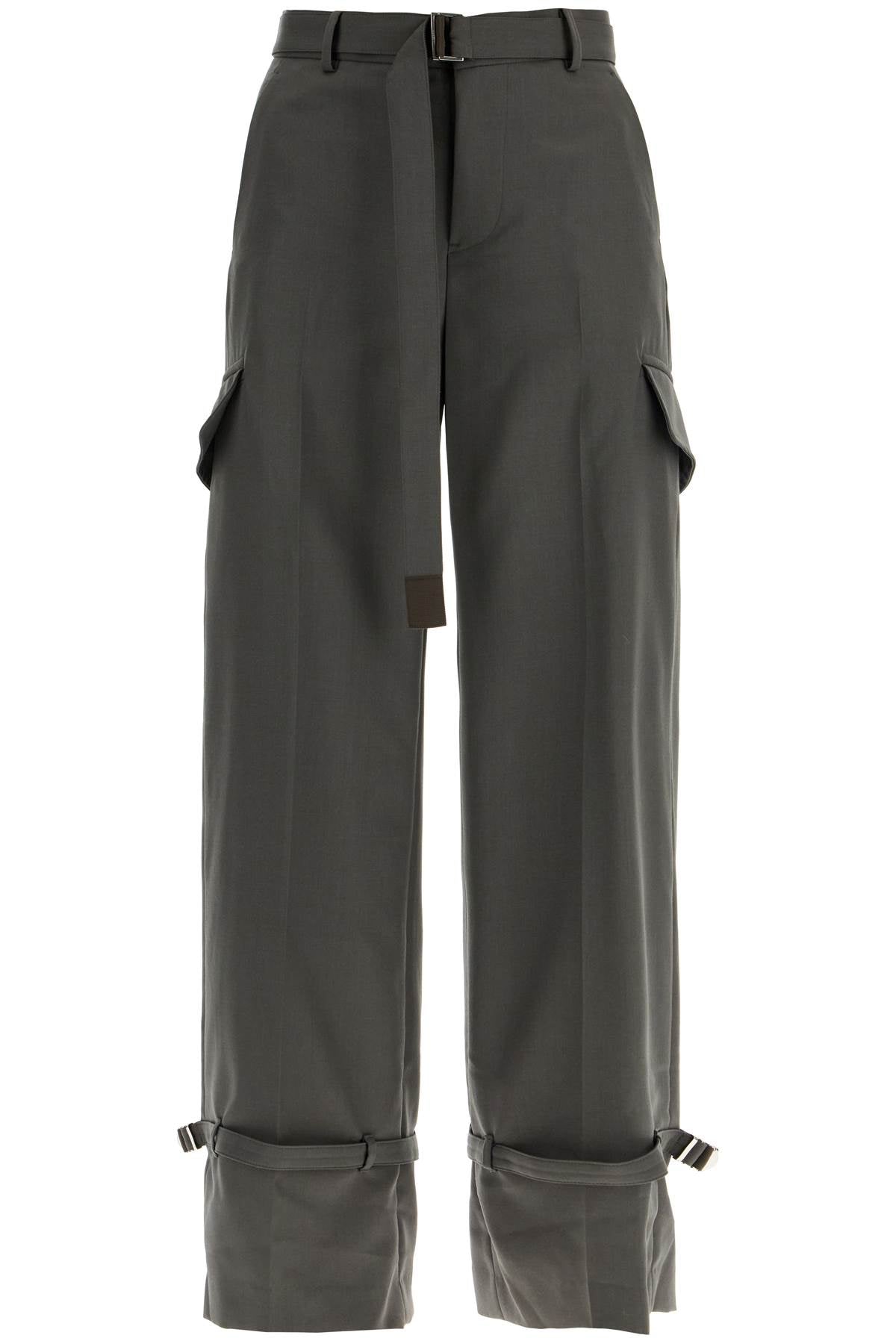 Sacai-Pantaloni Cargo In Misto Lana-Donna