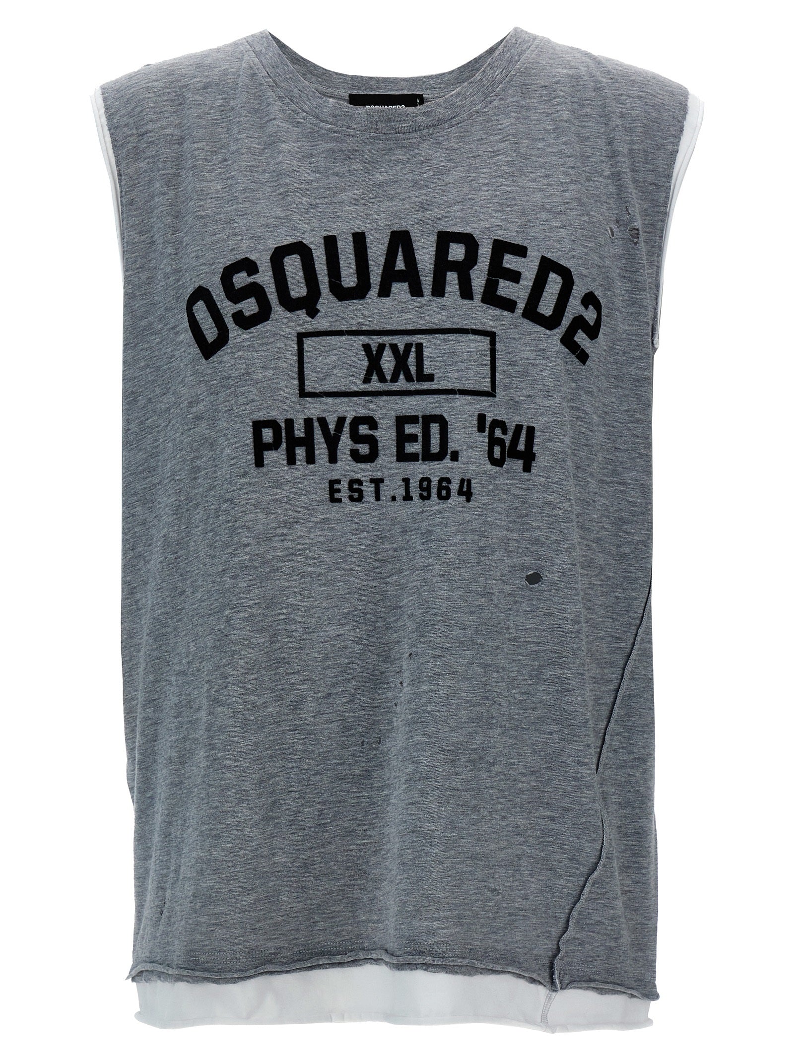 Dsquared2-Flocked Logo Tank Top Top Grigio-Uomo