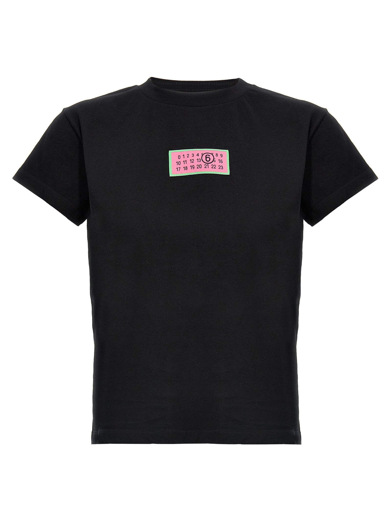 Mm6 Maison Margiela-Logo Label T Shirt Nero-Donna