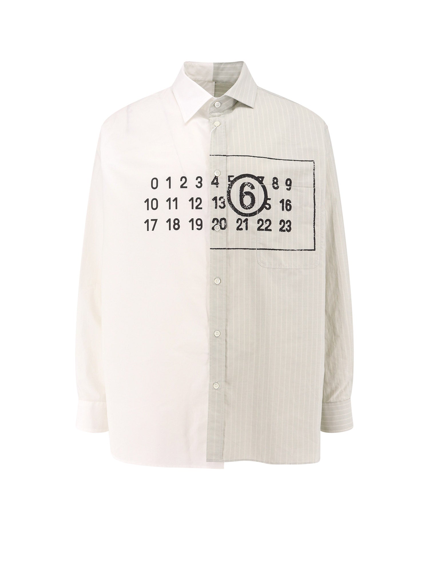 MM6 Maison Margiela-Camicia in cotone con stampa logo frontale-Uomo