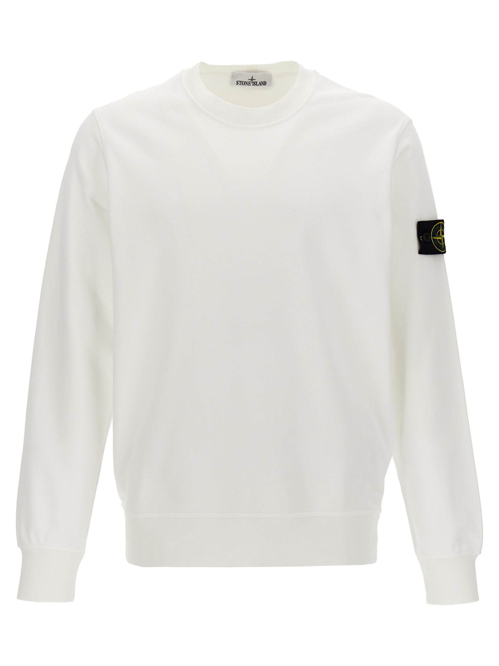 Stone Island-Logo Patch Felpe Bianco-Uomo