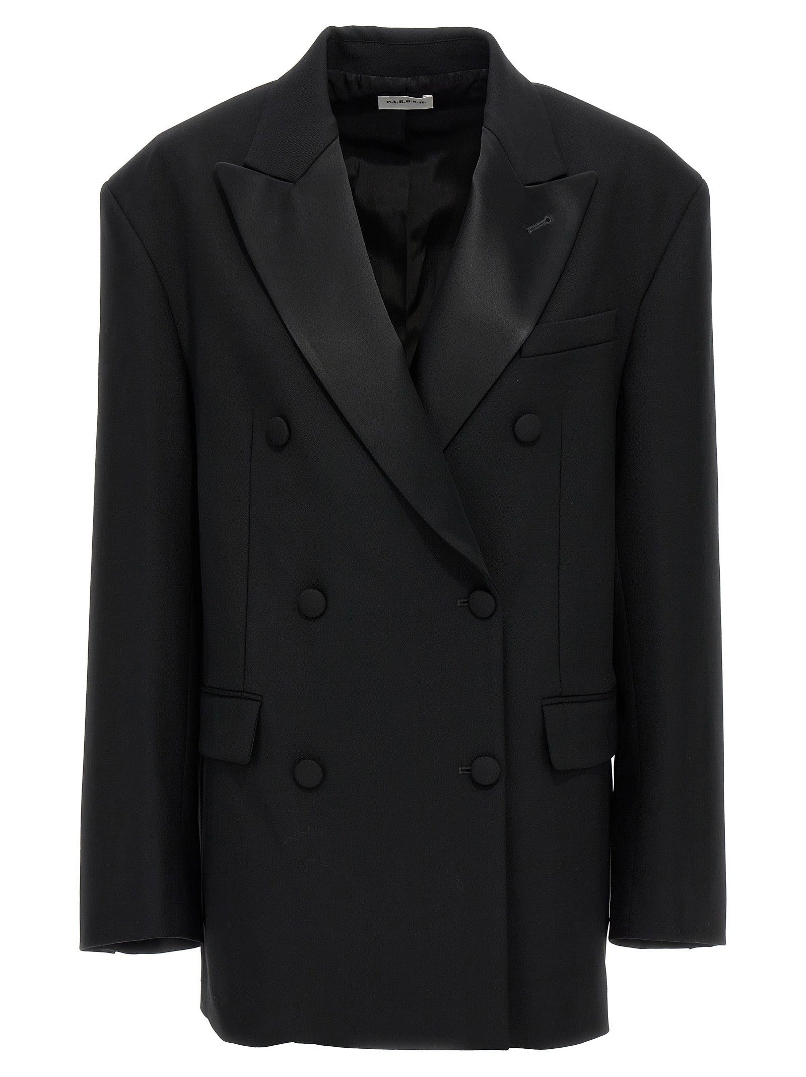 P. A.R. O.S. H.-Over Double-Breasted Jacket Blazer And Suits Nero-Donna