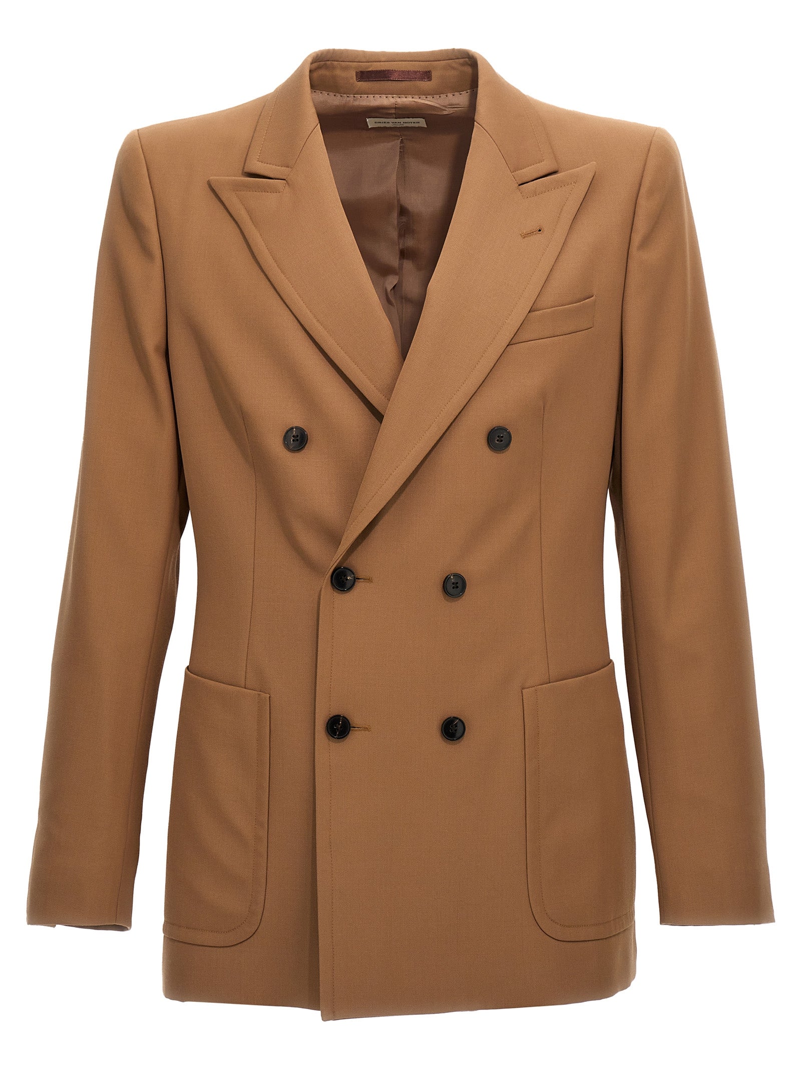 Dries Van Noten-Double-Breasted Blazer Giacche Beige-Uomo