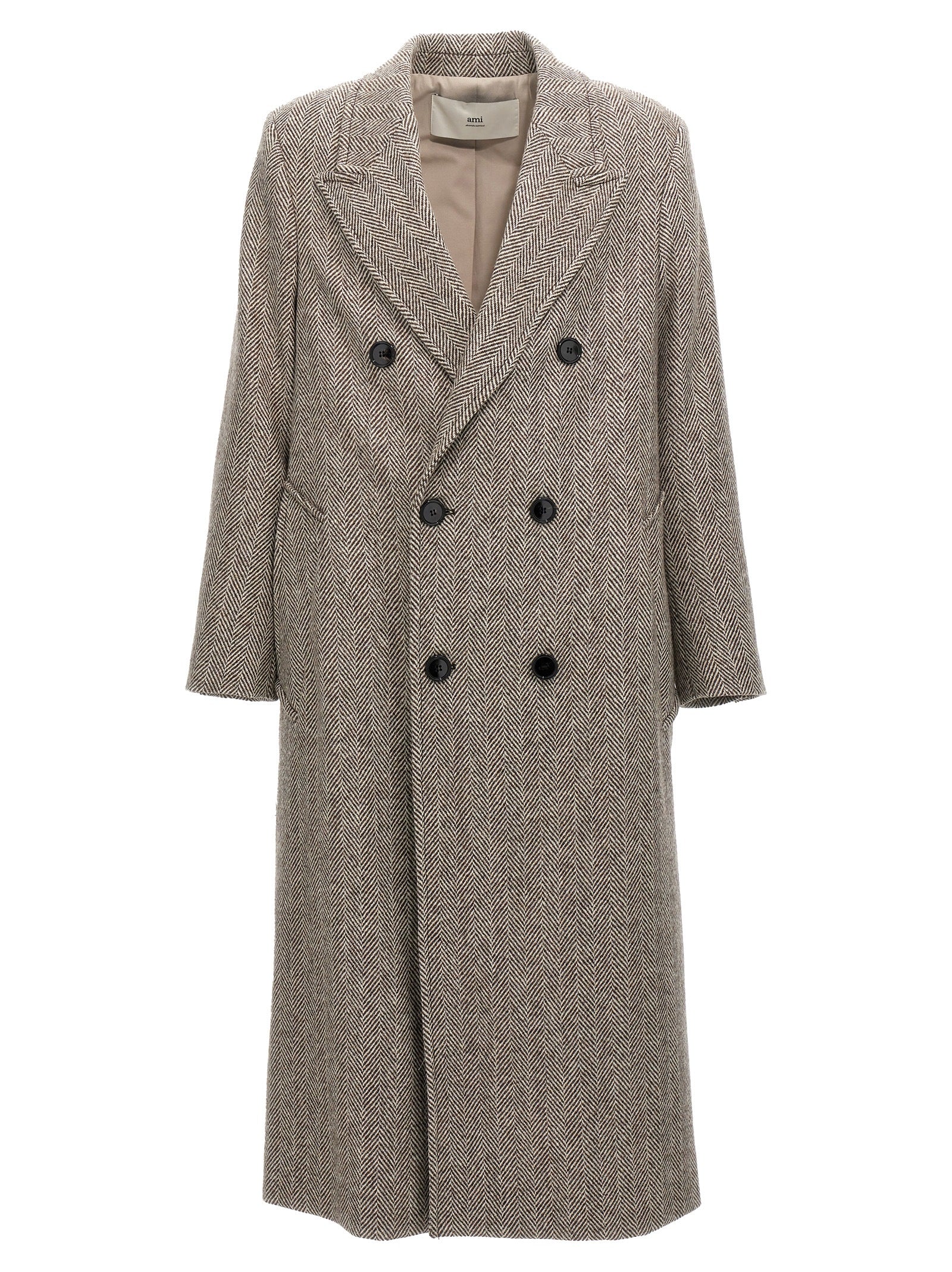 Ami Paris-Double-Breasted Coat Trench E Impermeabili Multicolor-Uomo