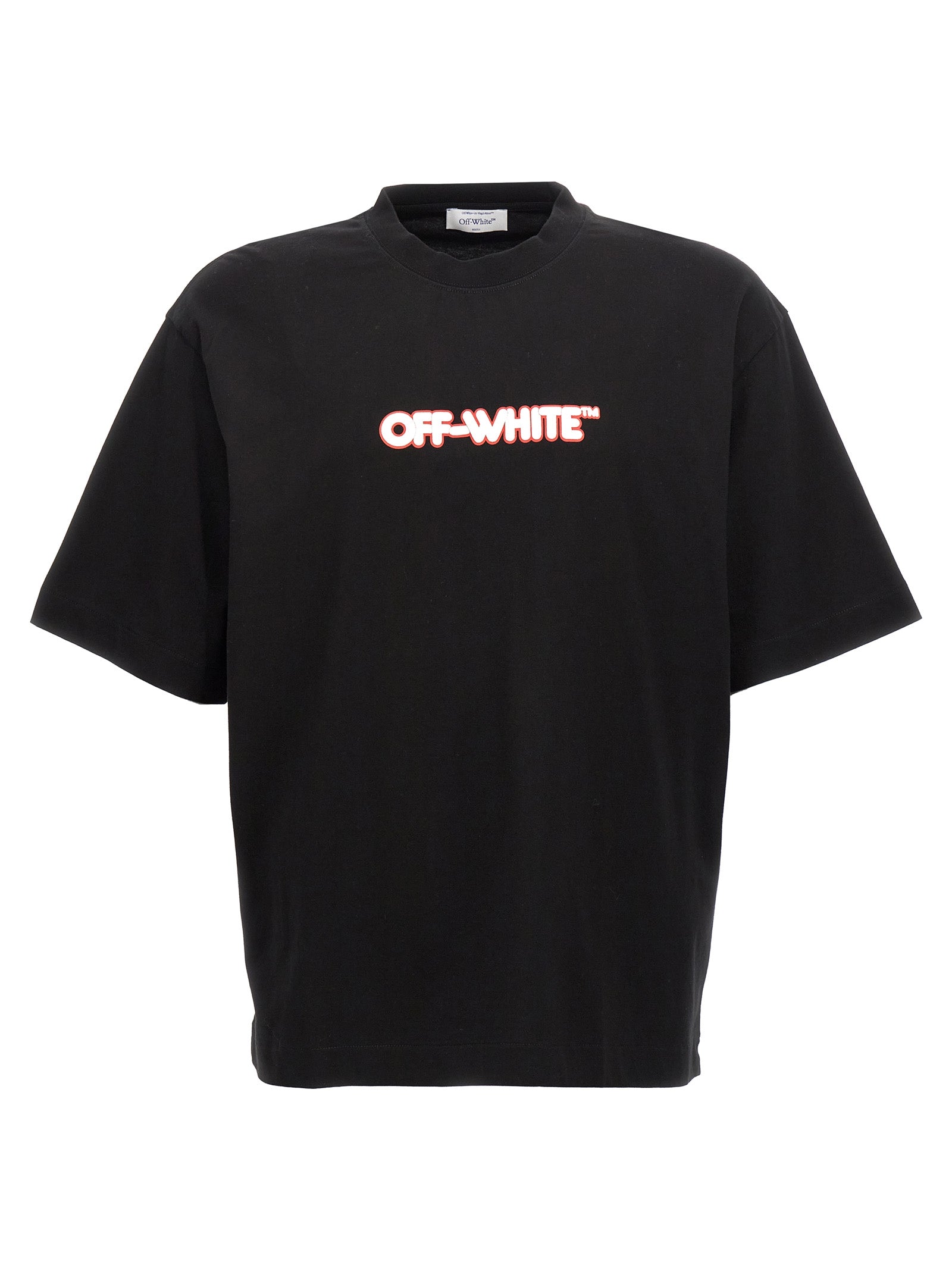 Off-White-Printed T Shirt Bianco/Nero-Uomo