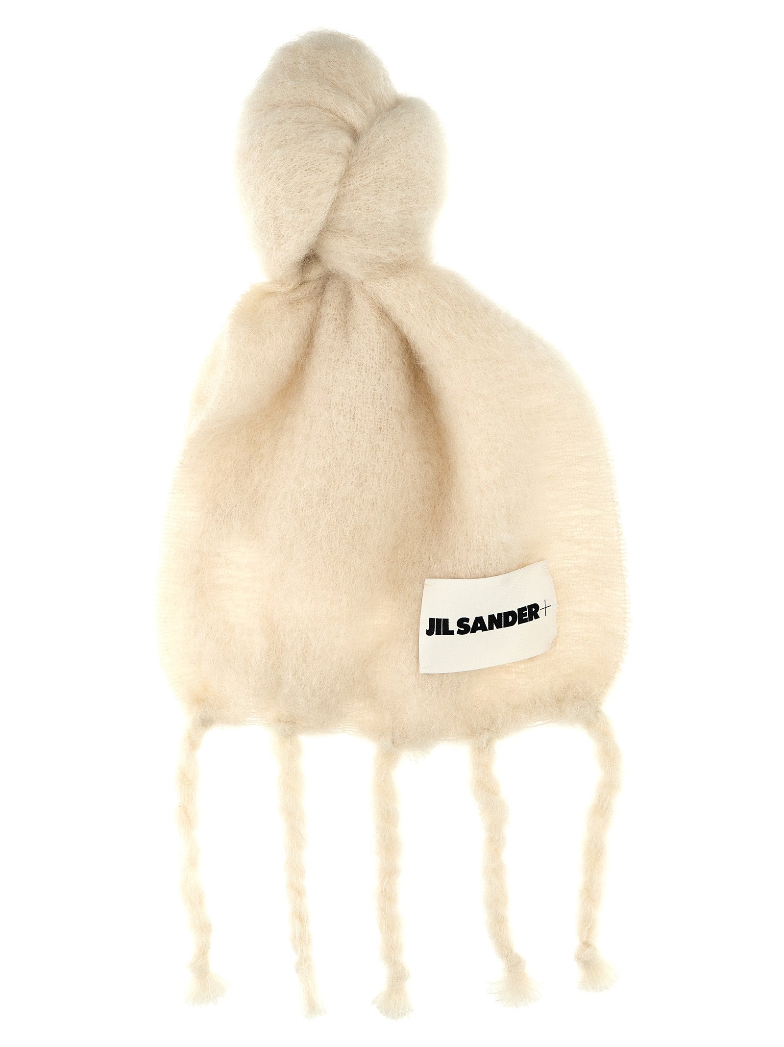 Jil Sander-Logo Label Scarf Sciarpe Bianco-Donna