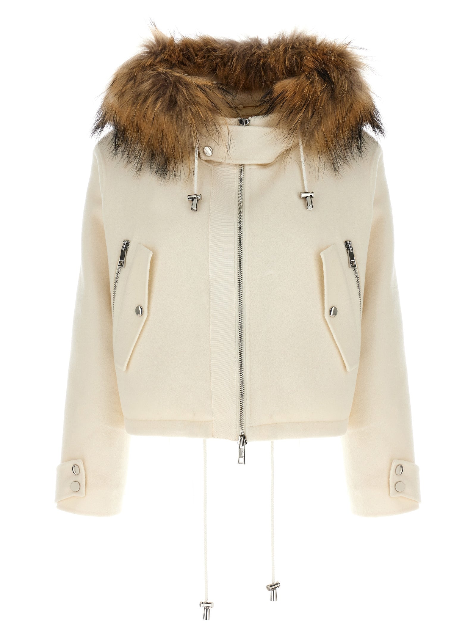 P. A.R. O.S. H.-Short Parka With Fur Coat Giacche Bianco-Donna