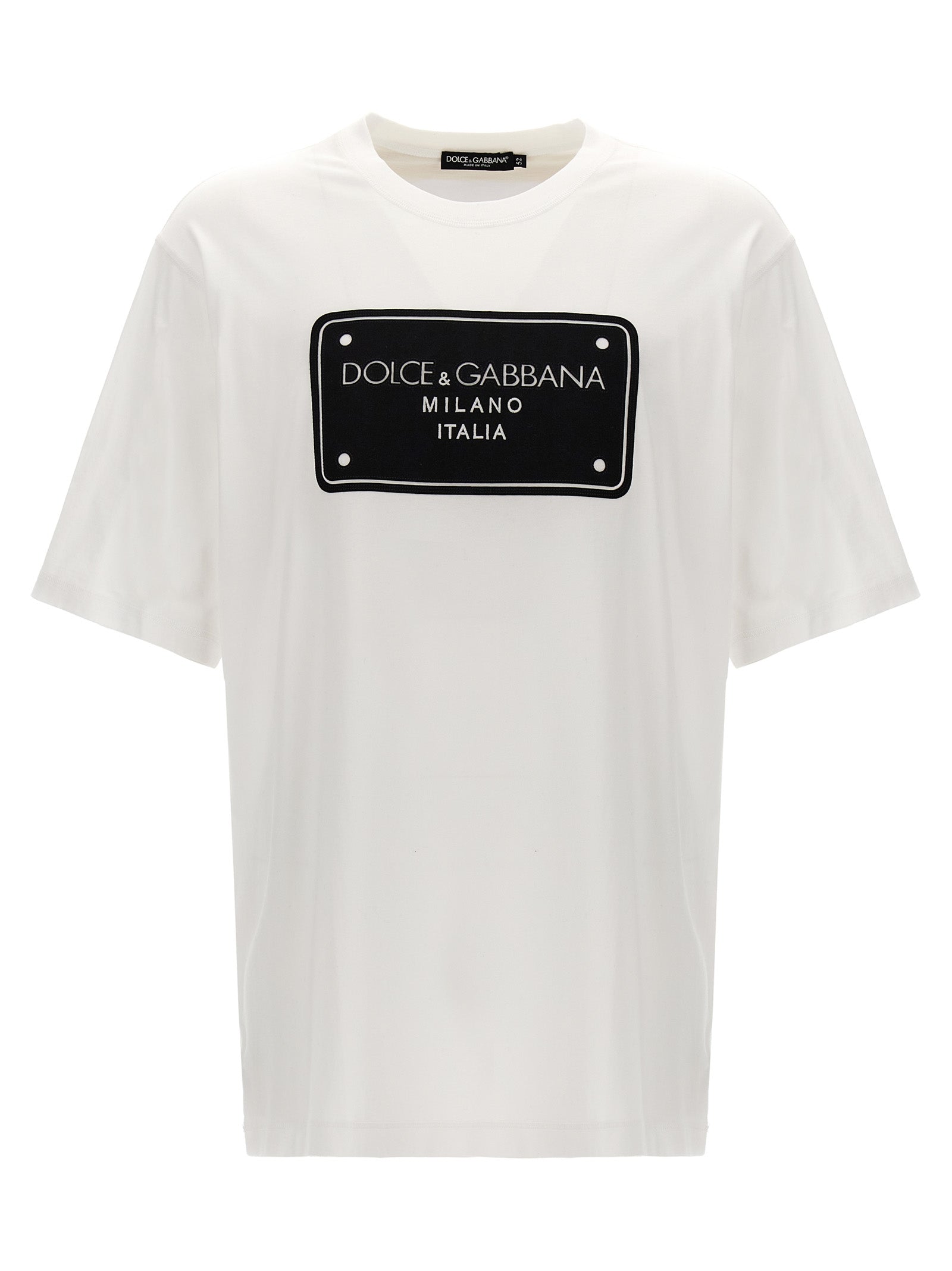 Dolce & Gabbana-Logo T Shirt Bianco/Nero-Uomo