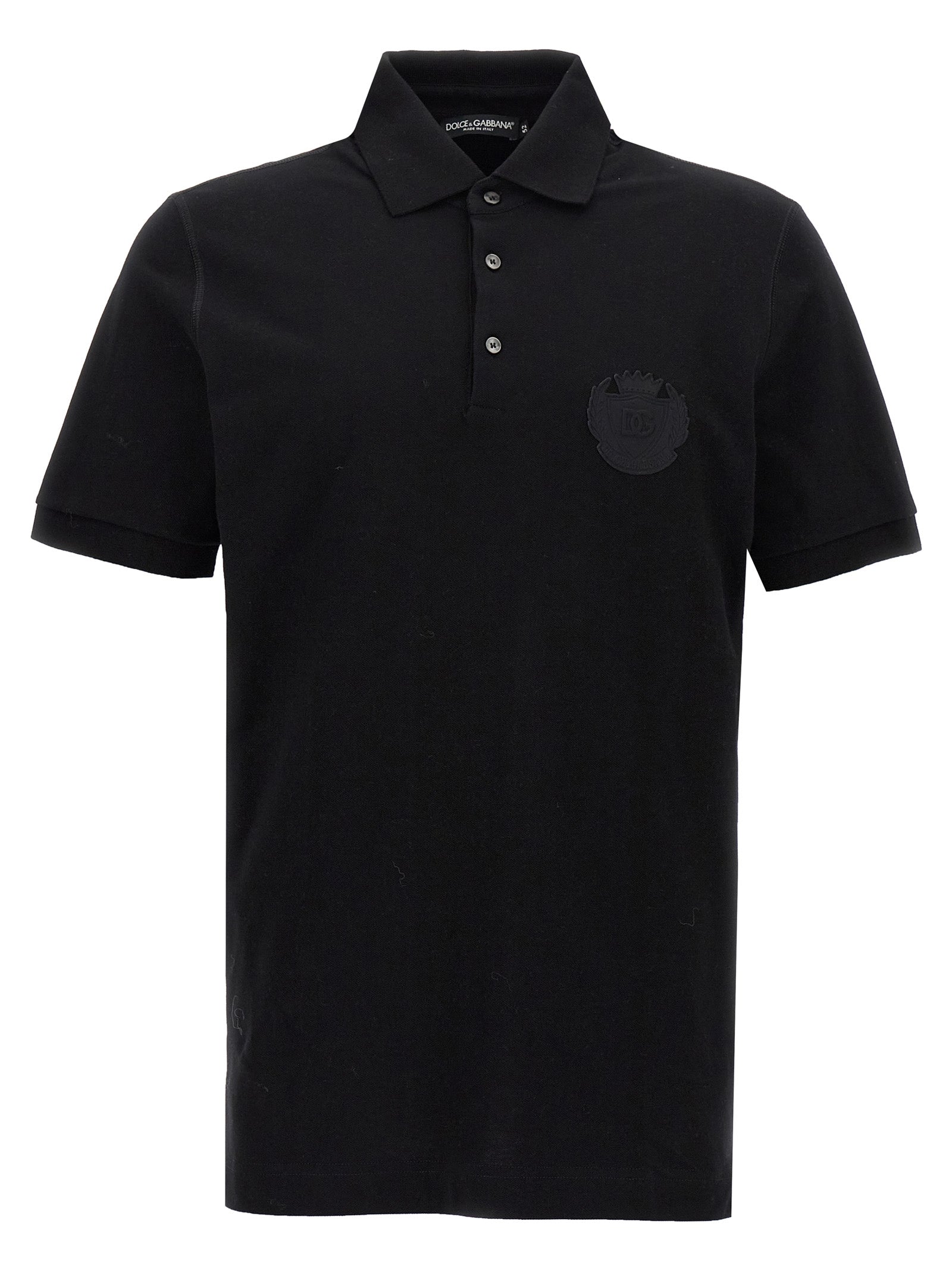 Dolce & Gabbana-Patch Logo Polo Nero-Uomo