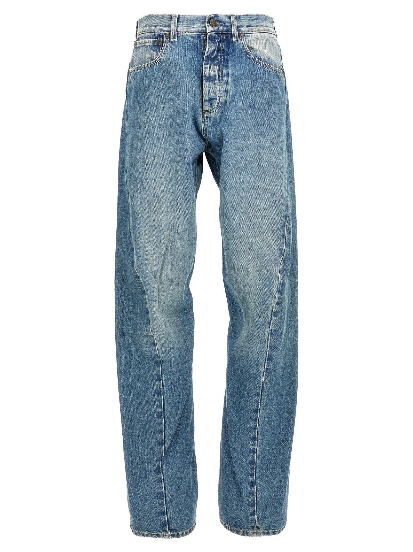 Maison Margiela-Diagonal Stitching Jeans Blu-Uomo