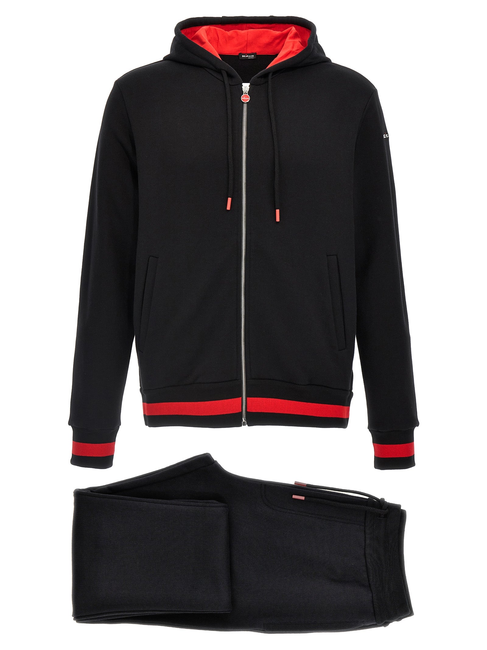 Kiton-Cotton Tracksuit Tute Intere Nero-Uomo