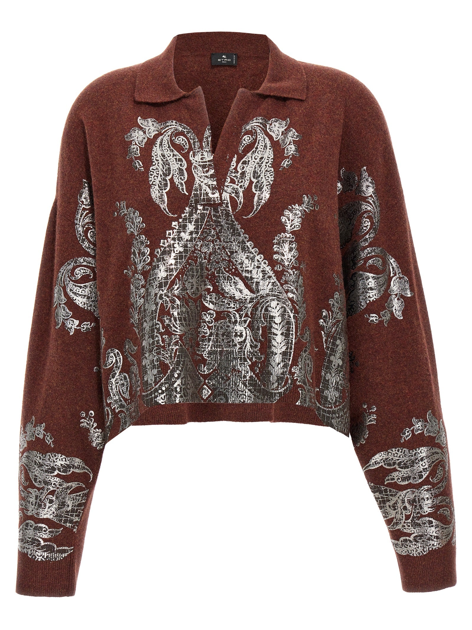 Etro-Printed Sweater Maglioni Marrone-Donna