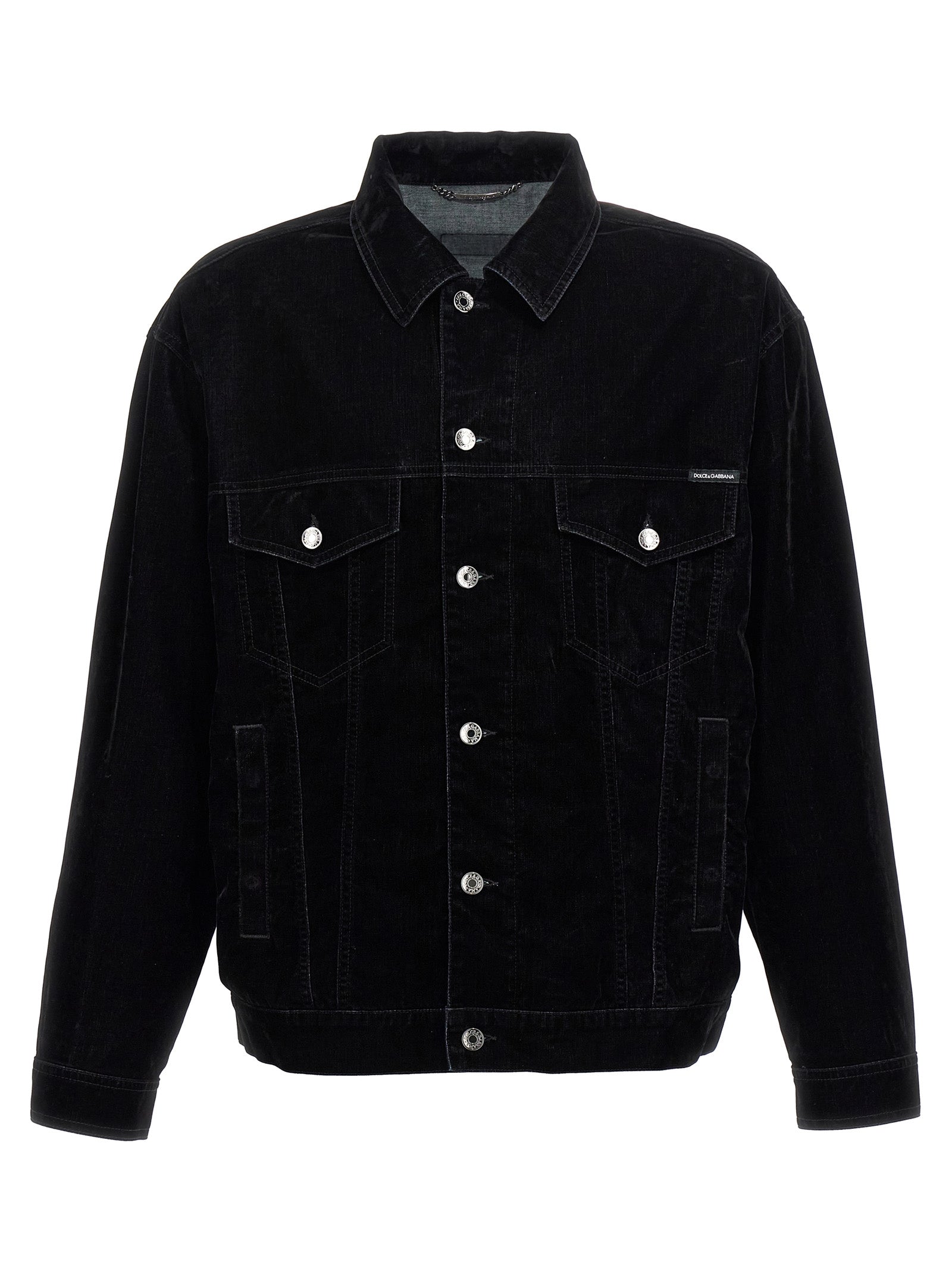 Dolce & Gabbana-Velvet Shirt Jacket Giacche Nero-Uomo