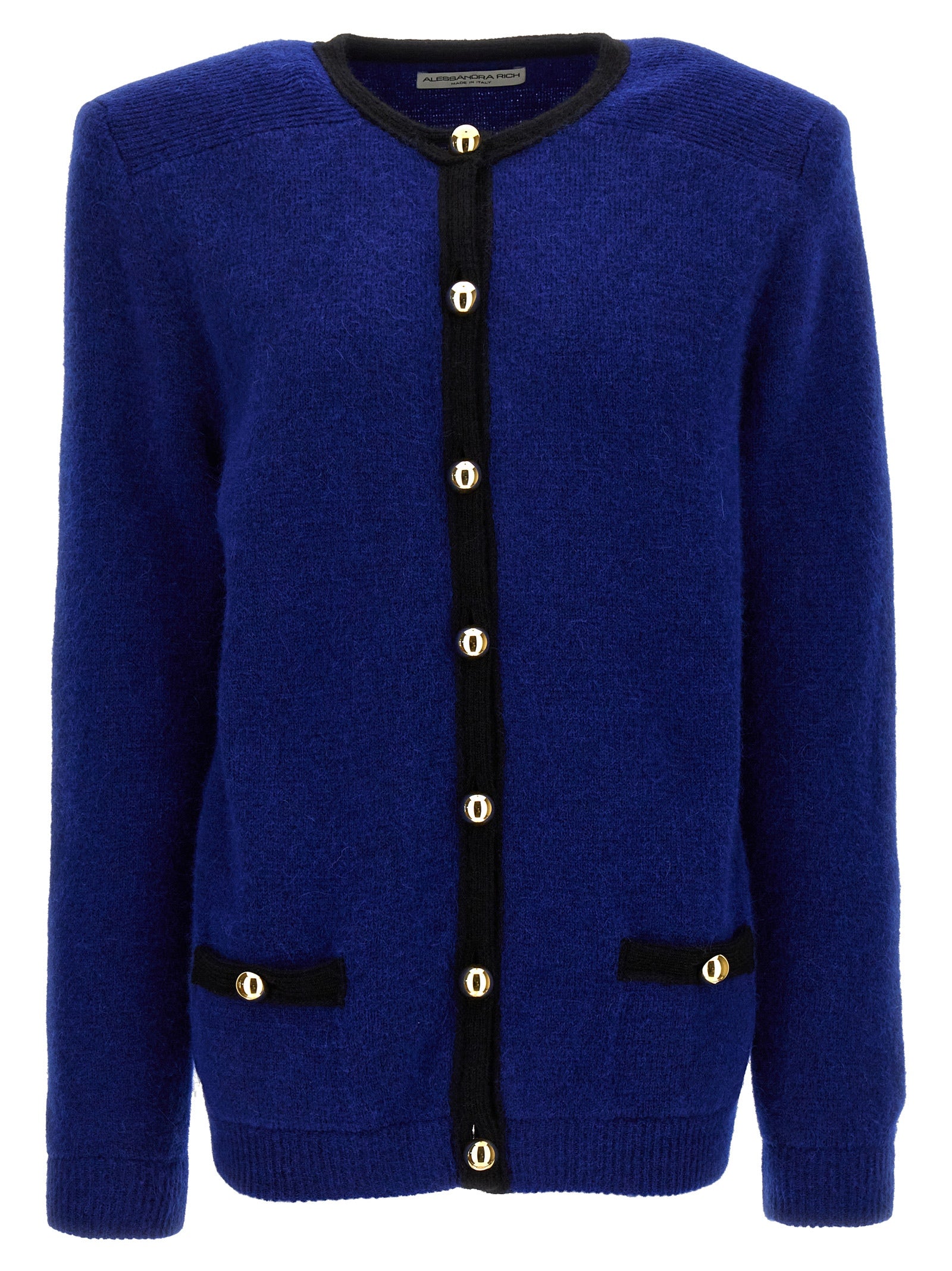 Alessandra Rich-Alpaca Cardigan Maglioni Blu-Donna