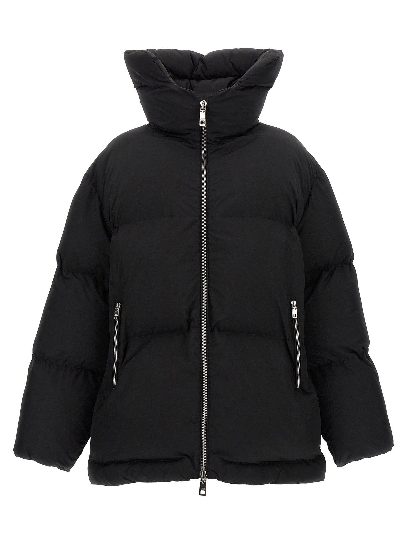 Dolce & Gabbana-Logo Plate Down Jacket Giacche Nero-Donna