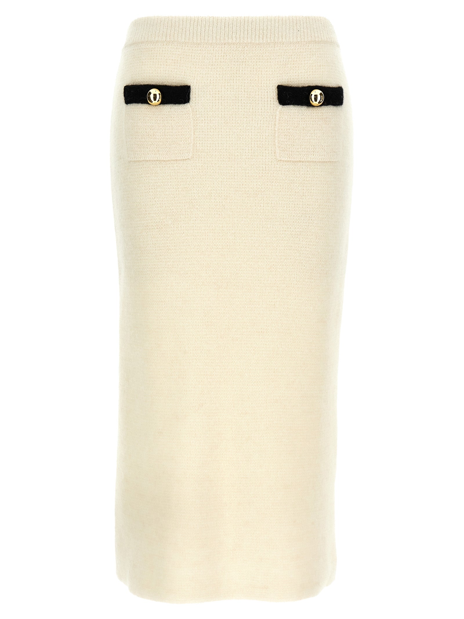 Alessandra Rich-Alpaca Midi Skirt Gonne Bianco-Donna