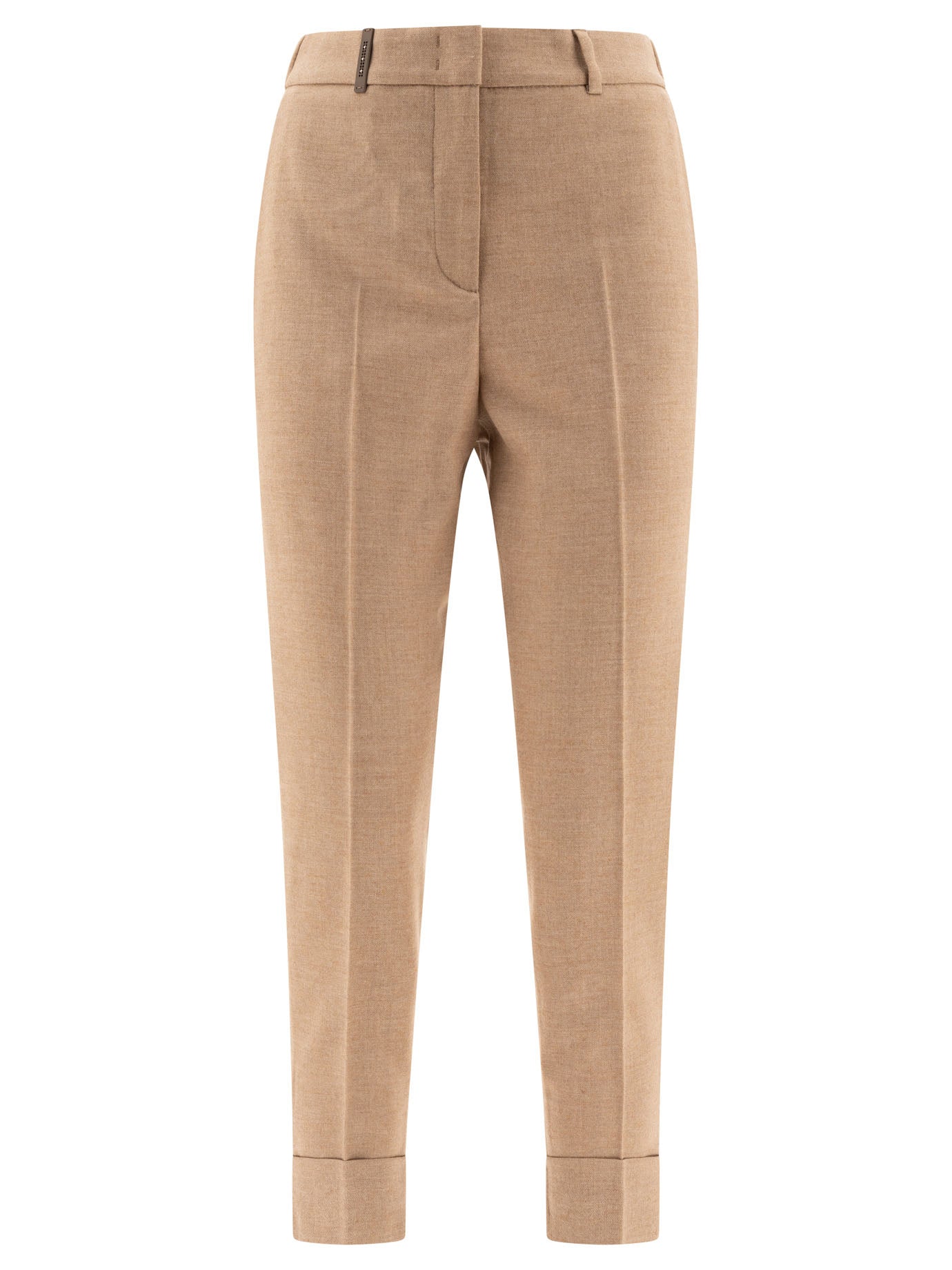 Peserico-Wool With Punto Luce Trousers Beige-Donna