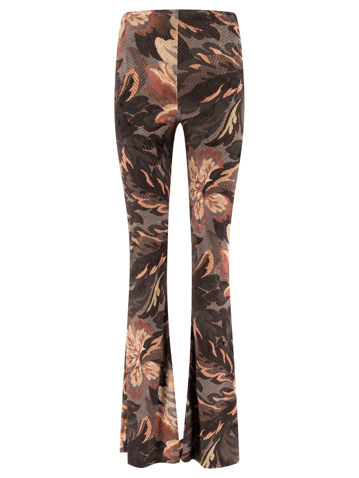 Etro-In Printed Chenille Trousers Nero-Donna