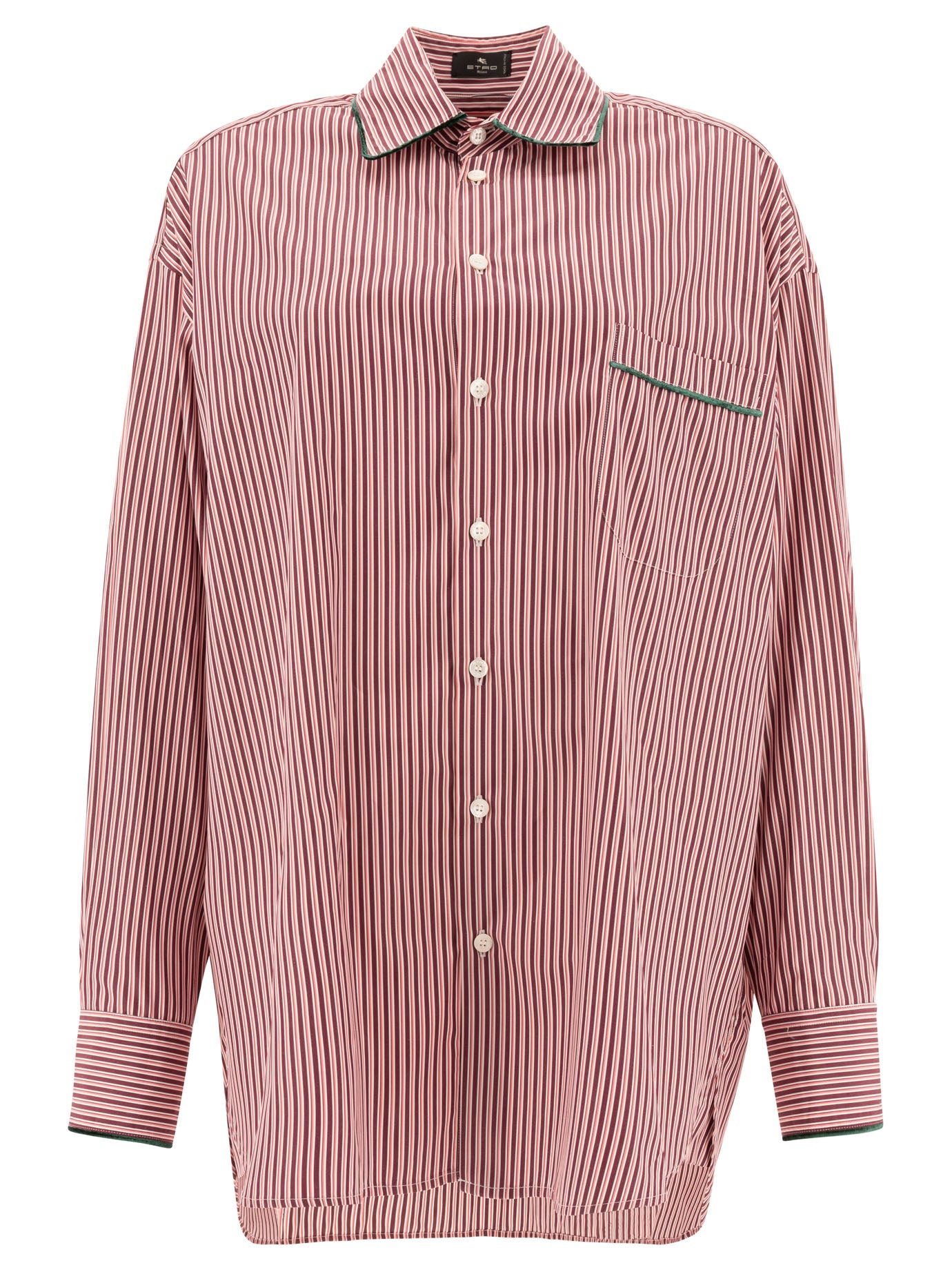 Etro-Striped Poplin Shirt Shirts Bordeaux-Donna