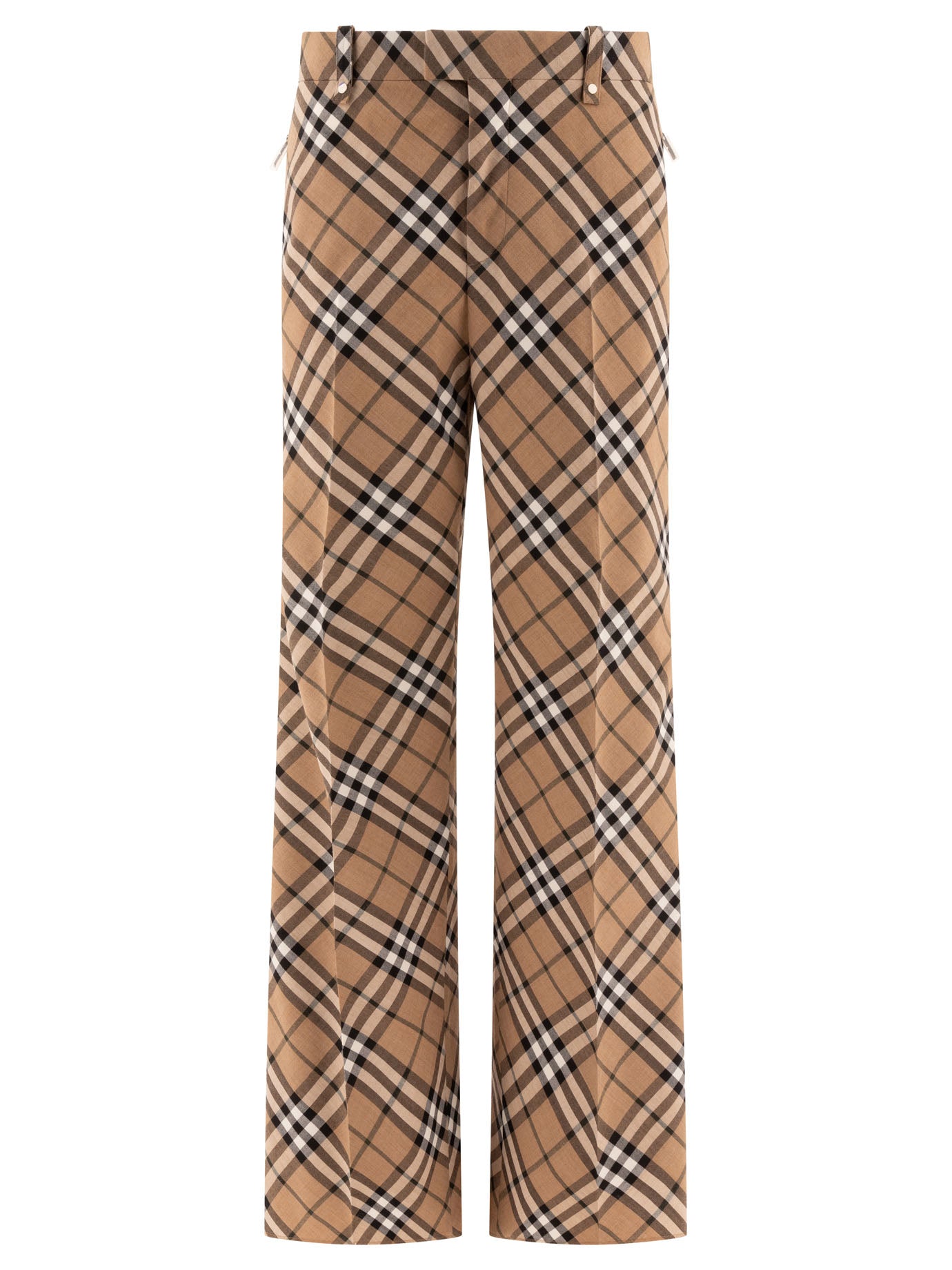 Burberry-Wool Blend Tailored Trousers Beige-Uomo