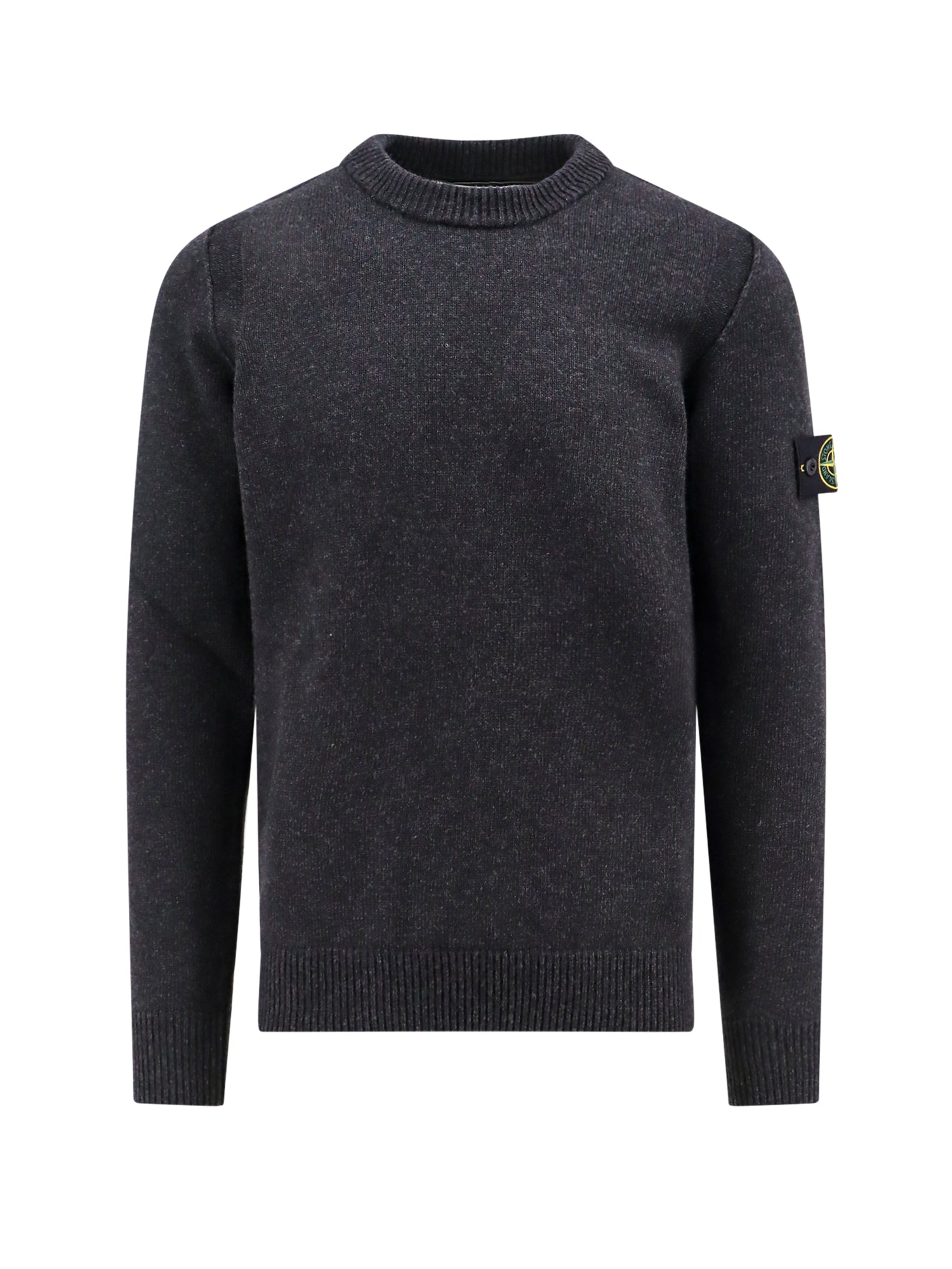 Stone Island-Maglia in lana con patch iconico-Uomo