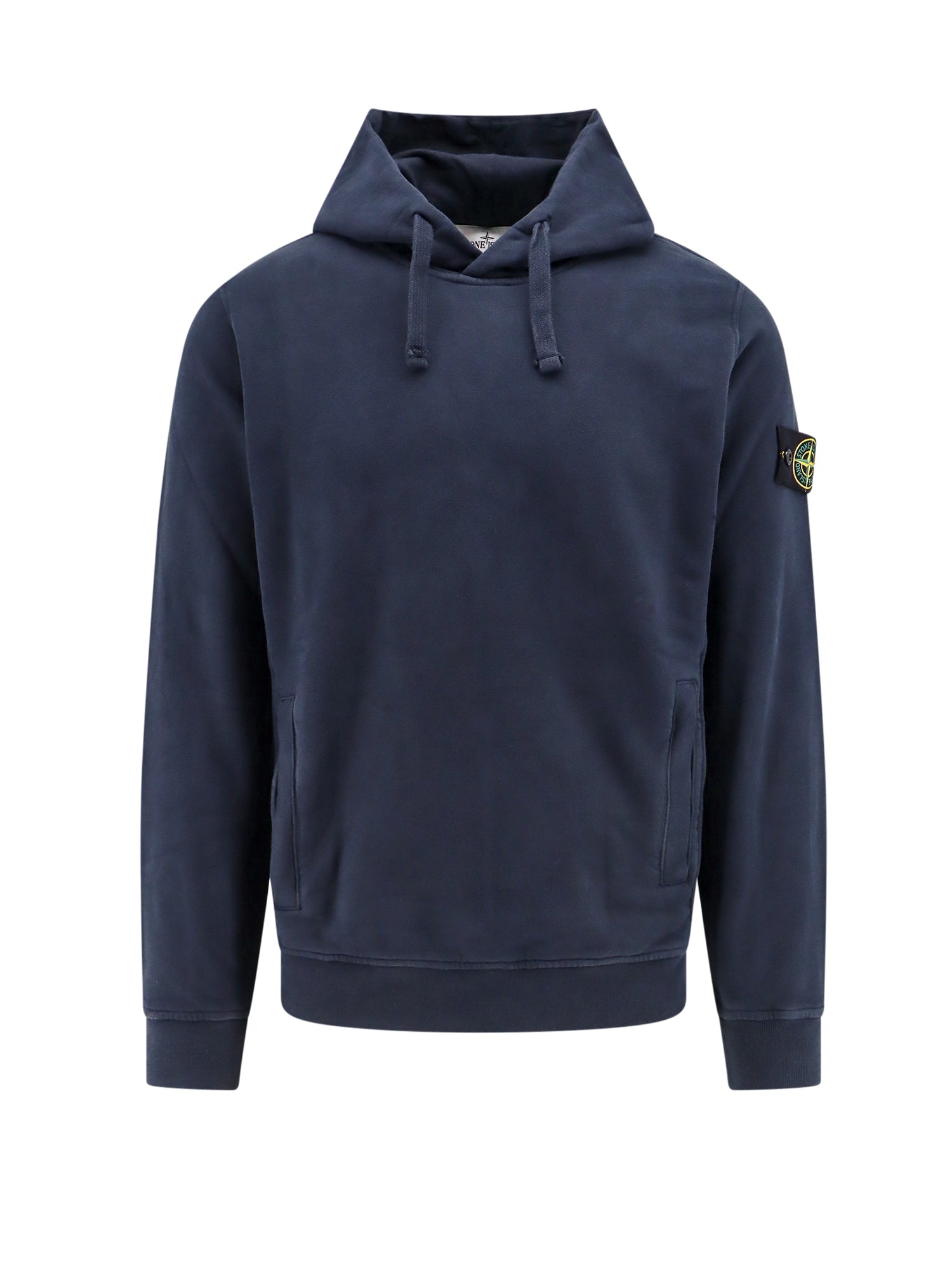 Stone Island-Felpa in cotone organico con cappuccio-Uomo