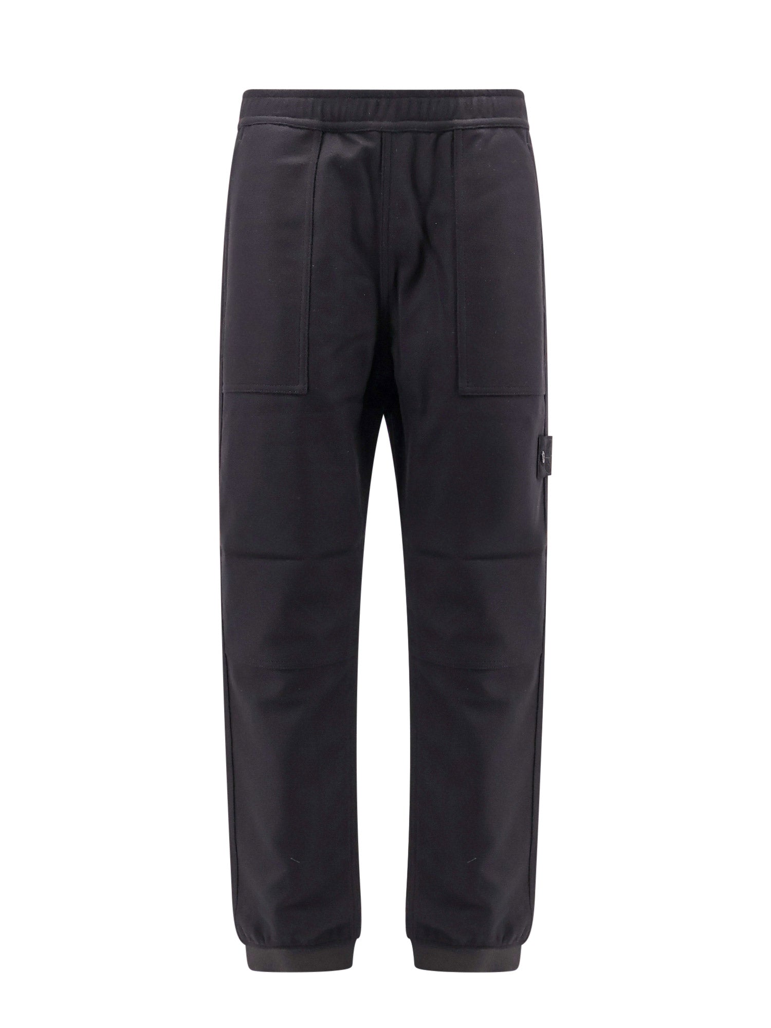 Stone Island-Pantalone in misto lana vergine con patch logo-Uomo