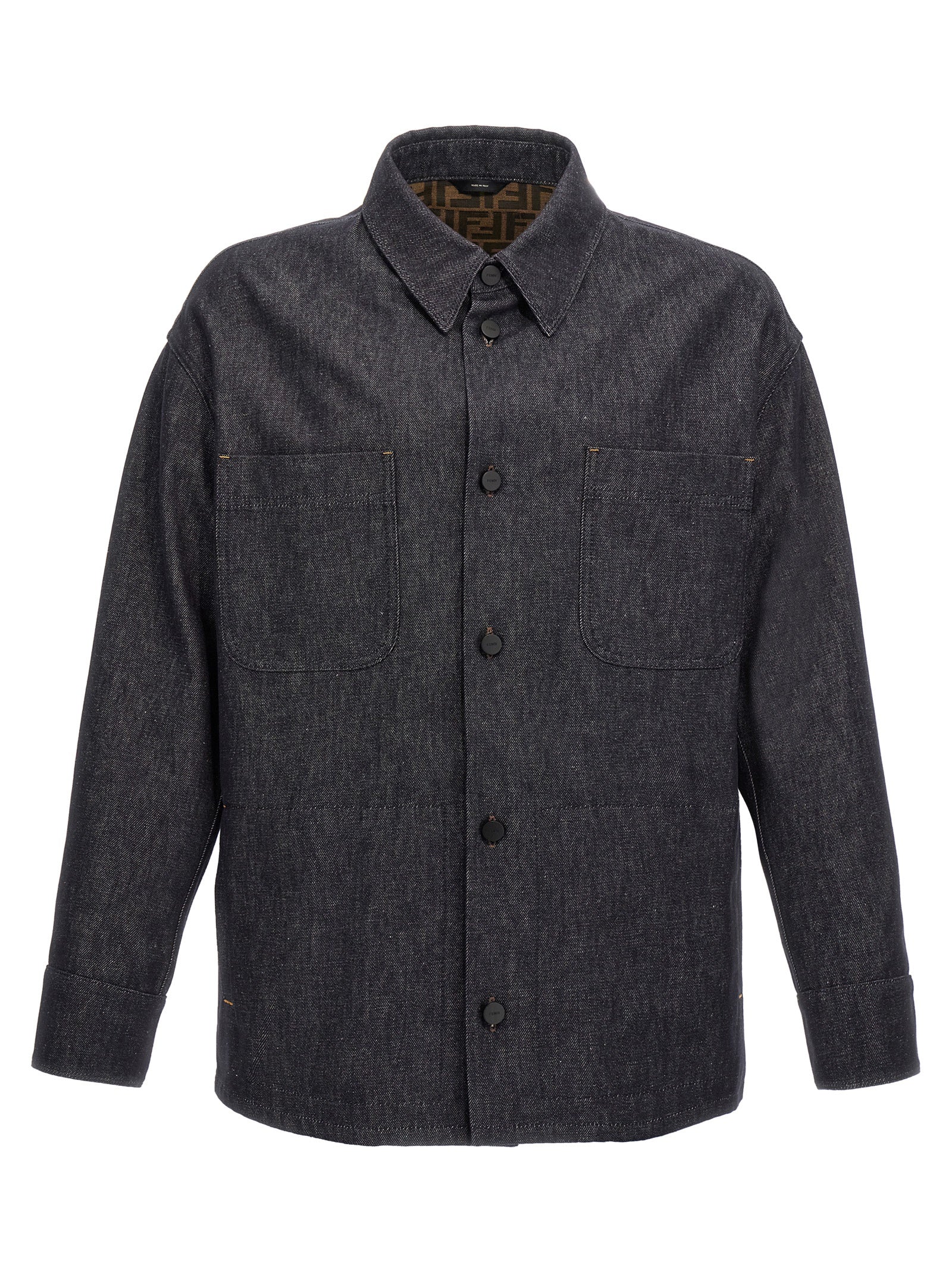 Fendi-Denim Jacket Camicie Blu-Uomo