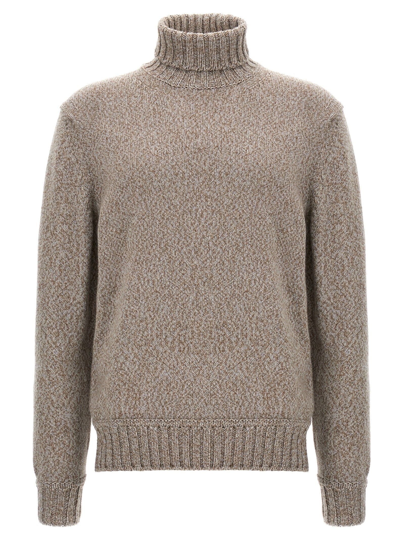 Zegna-Turtle-Neck Sweater Maglioni Beige-Uomo