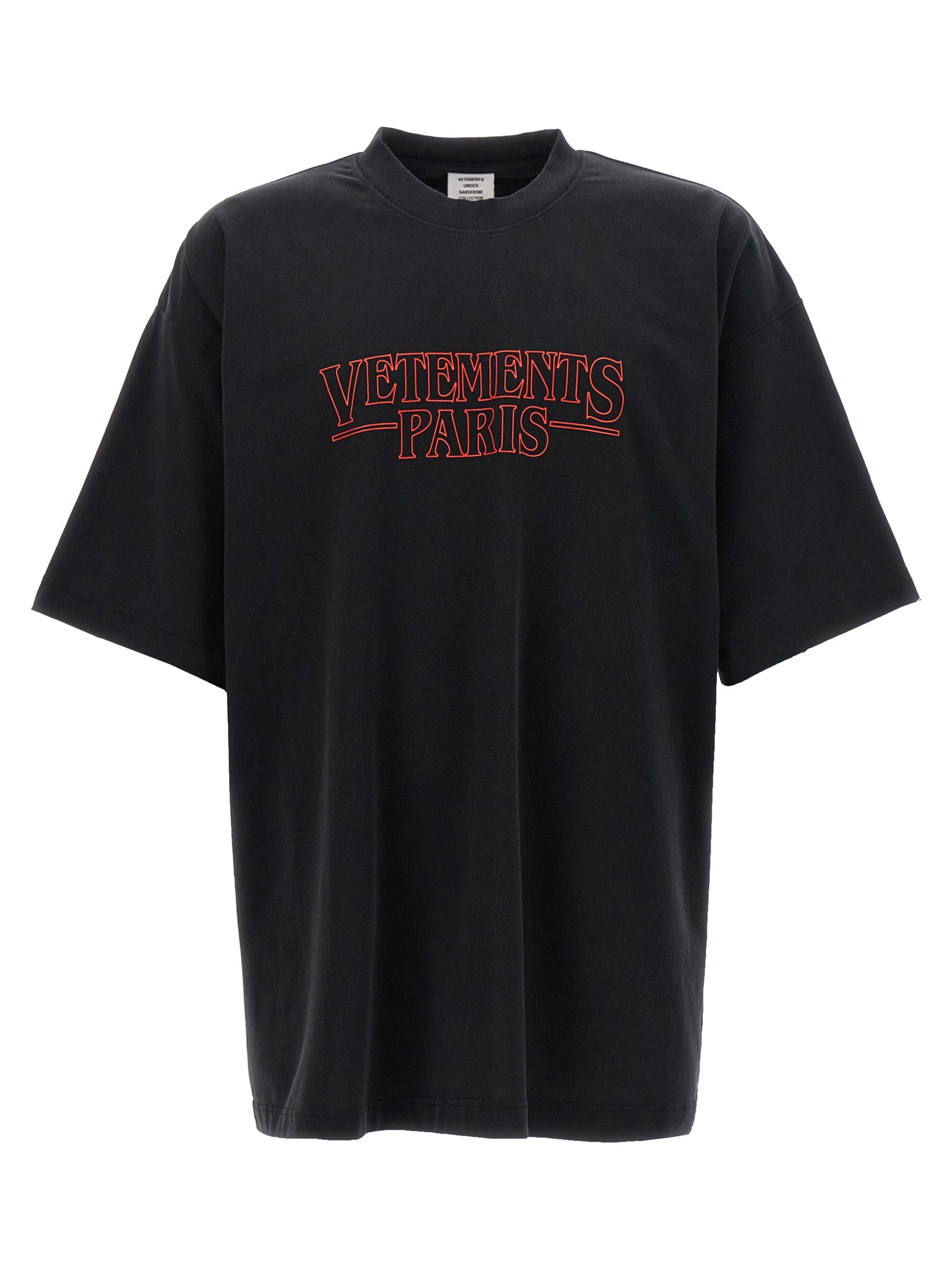 Vetements-Vetements Paris Logo T Shirt Nero-Donna