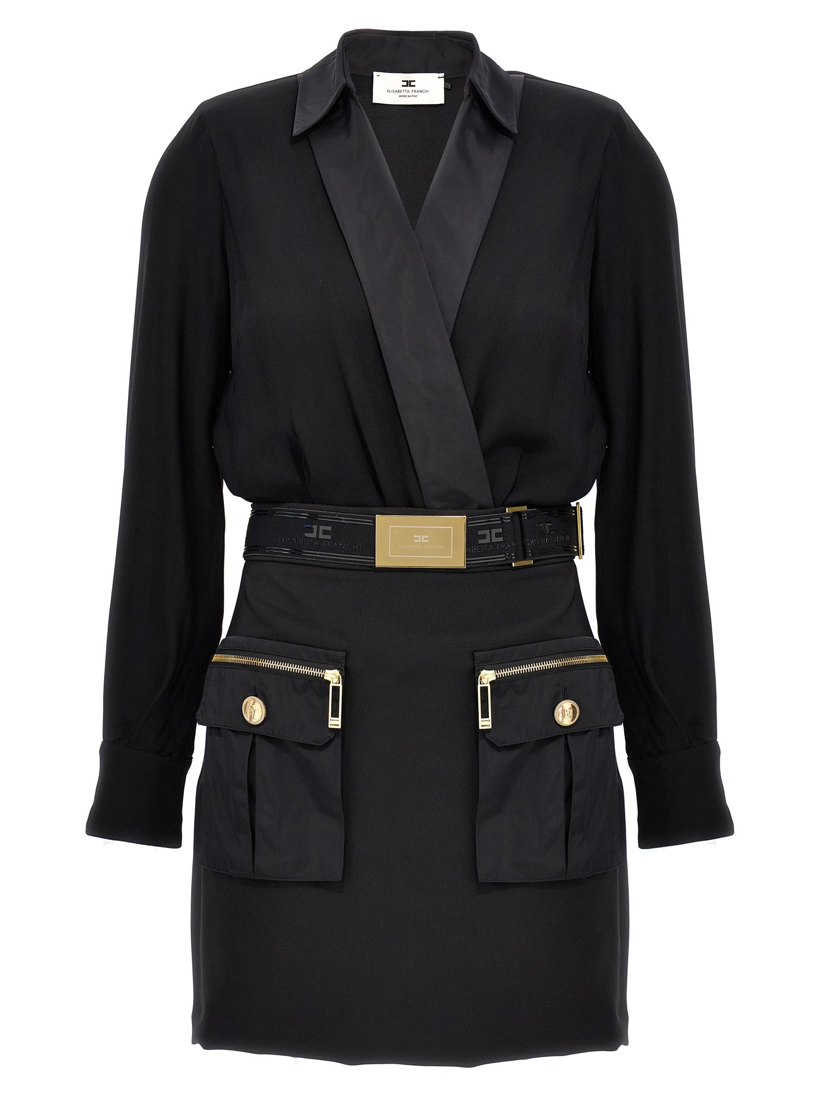 Elisabetta Franchi-Pocket Detail Dress Abiti Nero-Donna