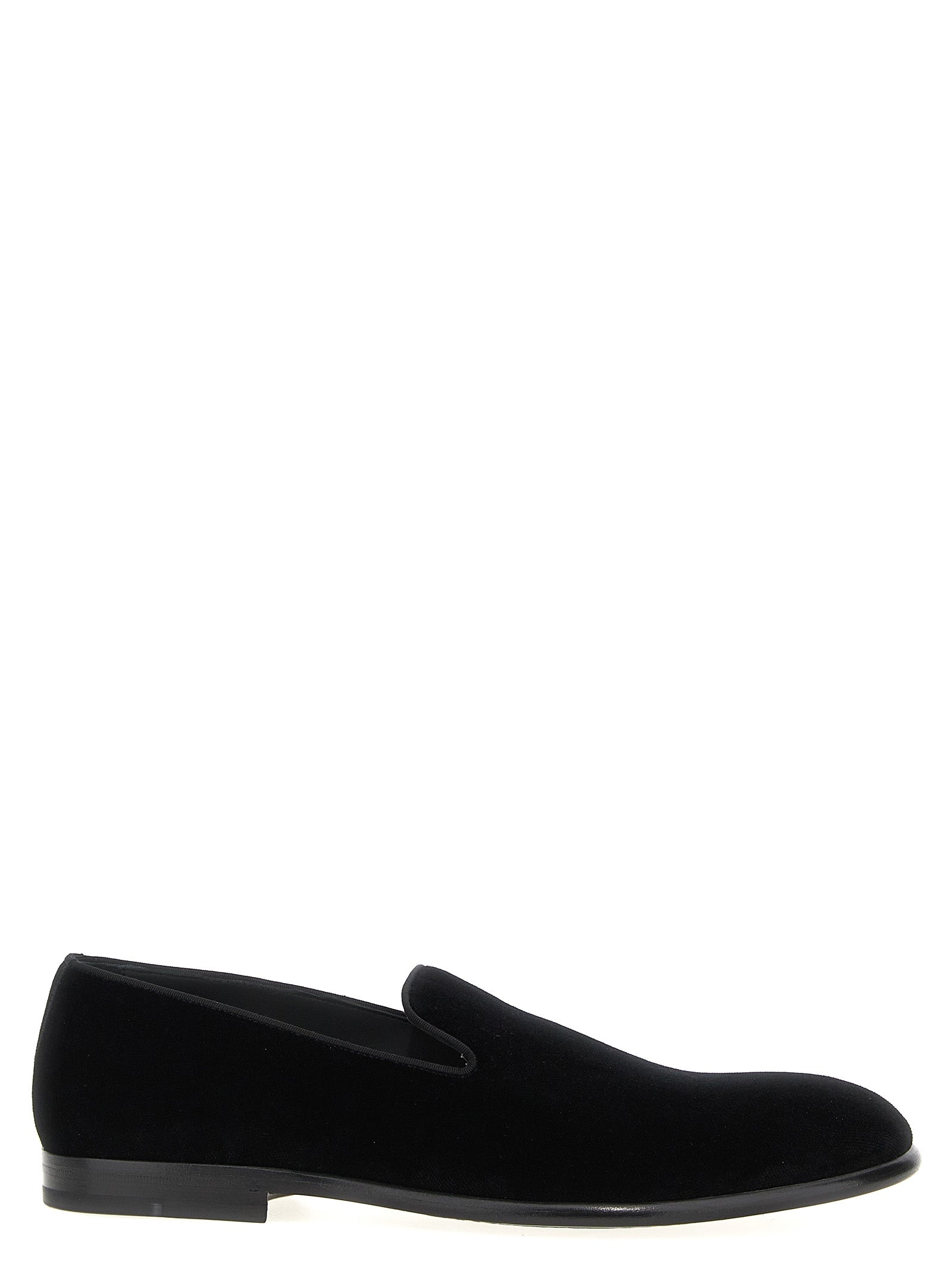 Dolce & Gabbana-Velvet Slipper Mocassini Nero-Uomo