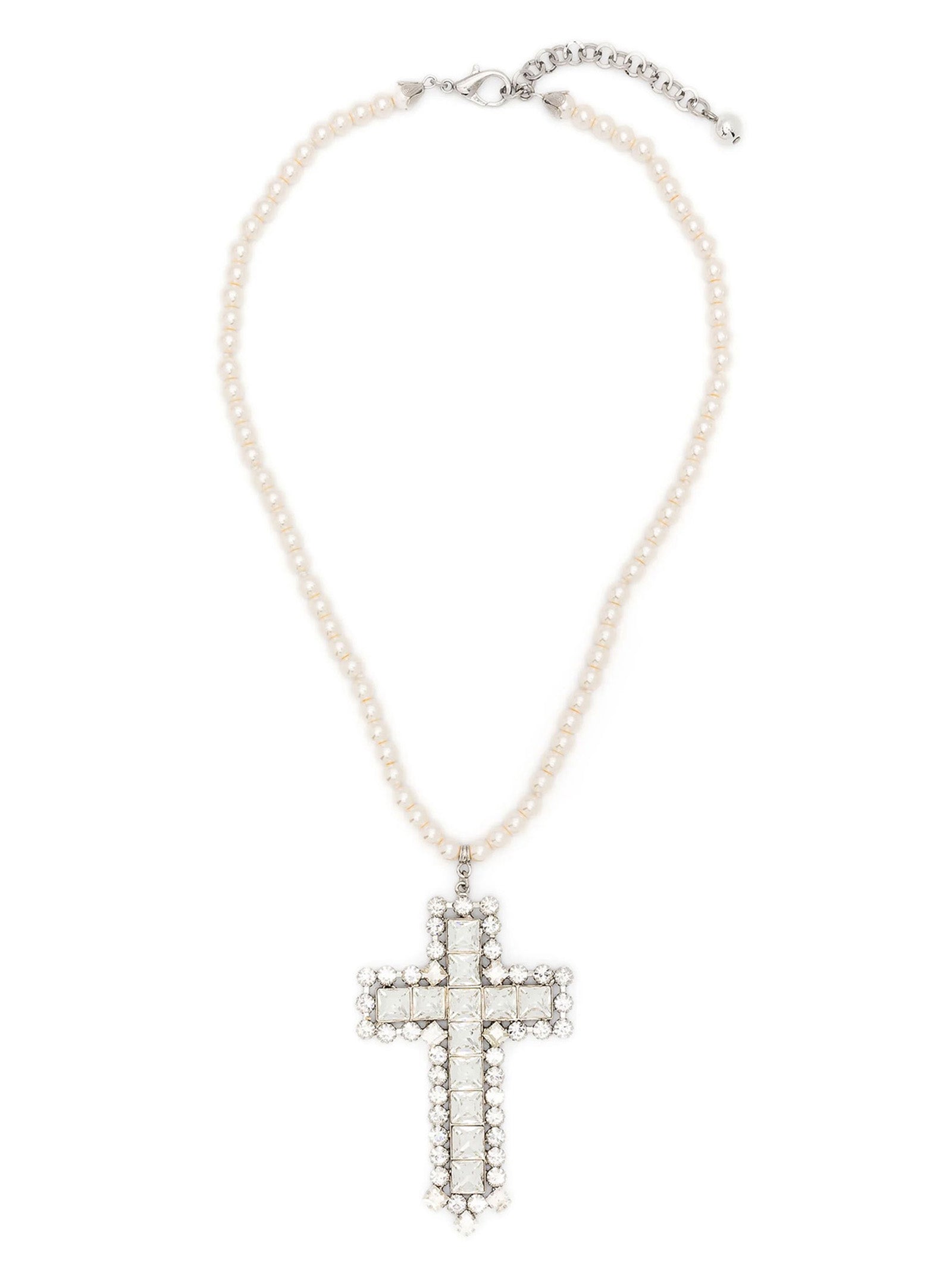 Alessandra Rich-Pearl Crystal Cross Gioielli Silver-Donna