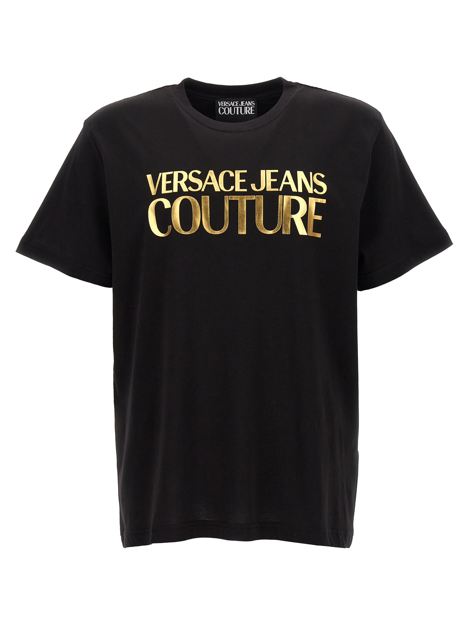 Versace Jeans Couture-Logo Lettering T Shirt Nero-Uomo