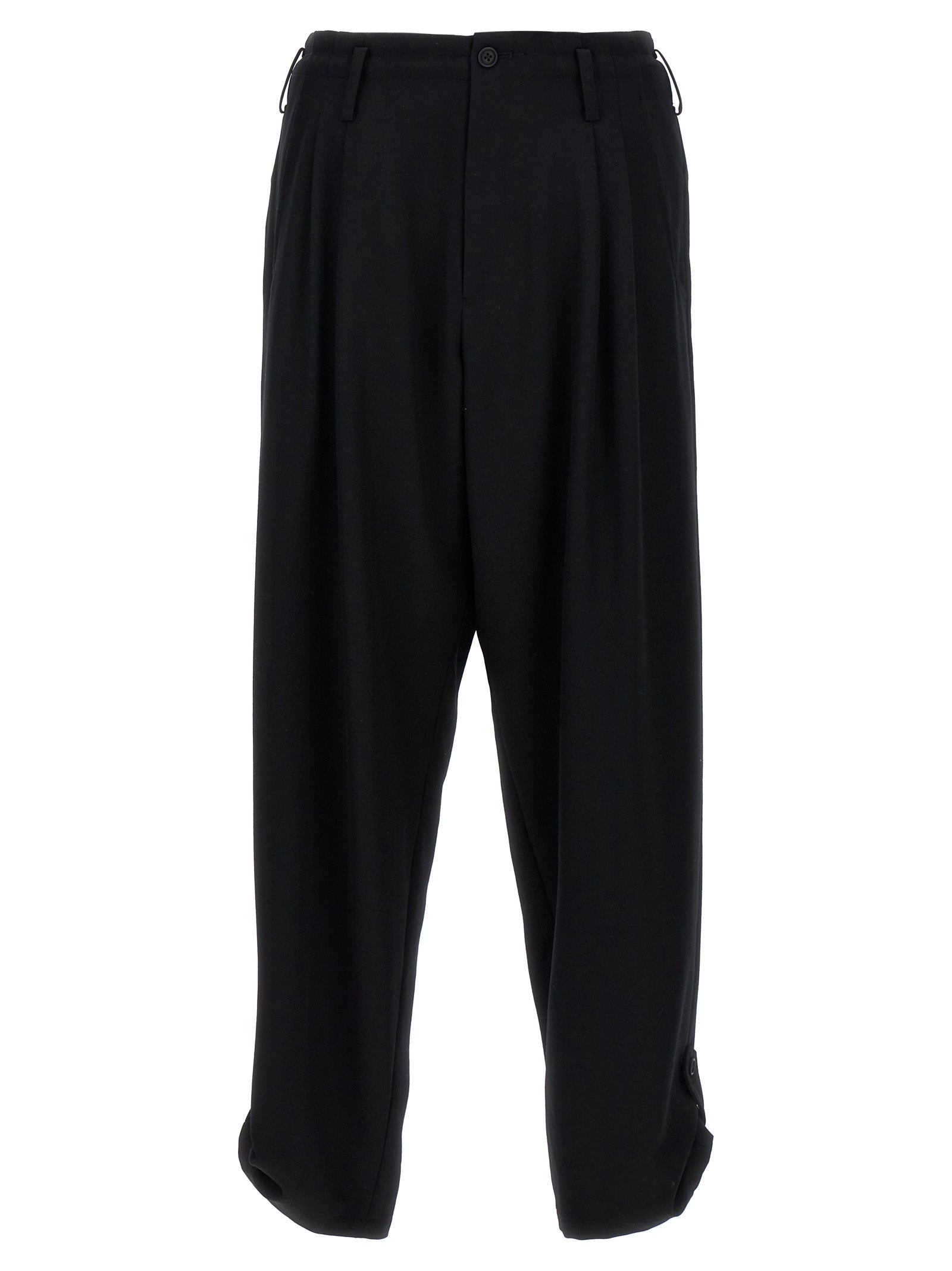 Yohji Yamamoto-2tuck Tab Gp Pantaloni Nero-Uomo