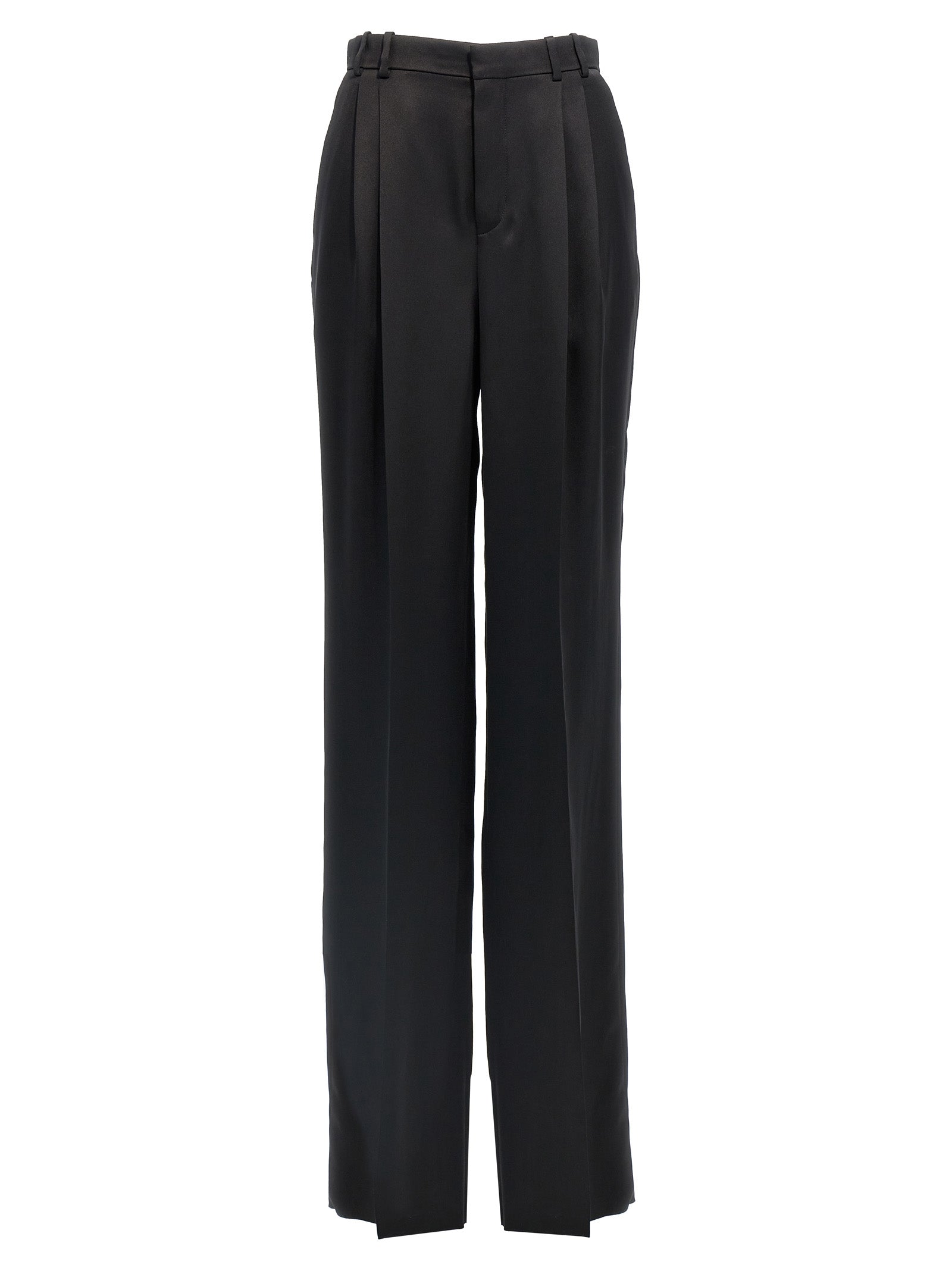 Saint Laurent-Satin Pantaloni Nero-Donna