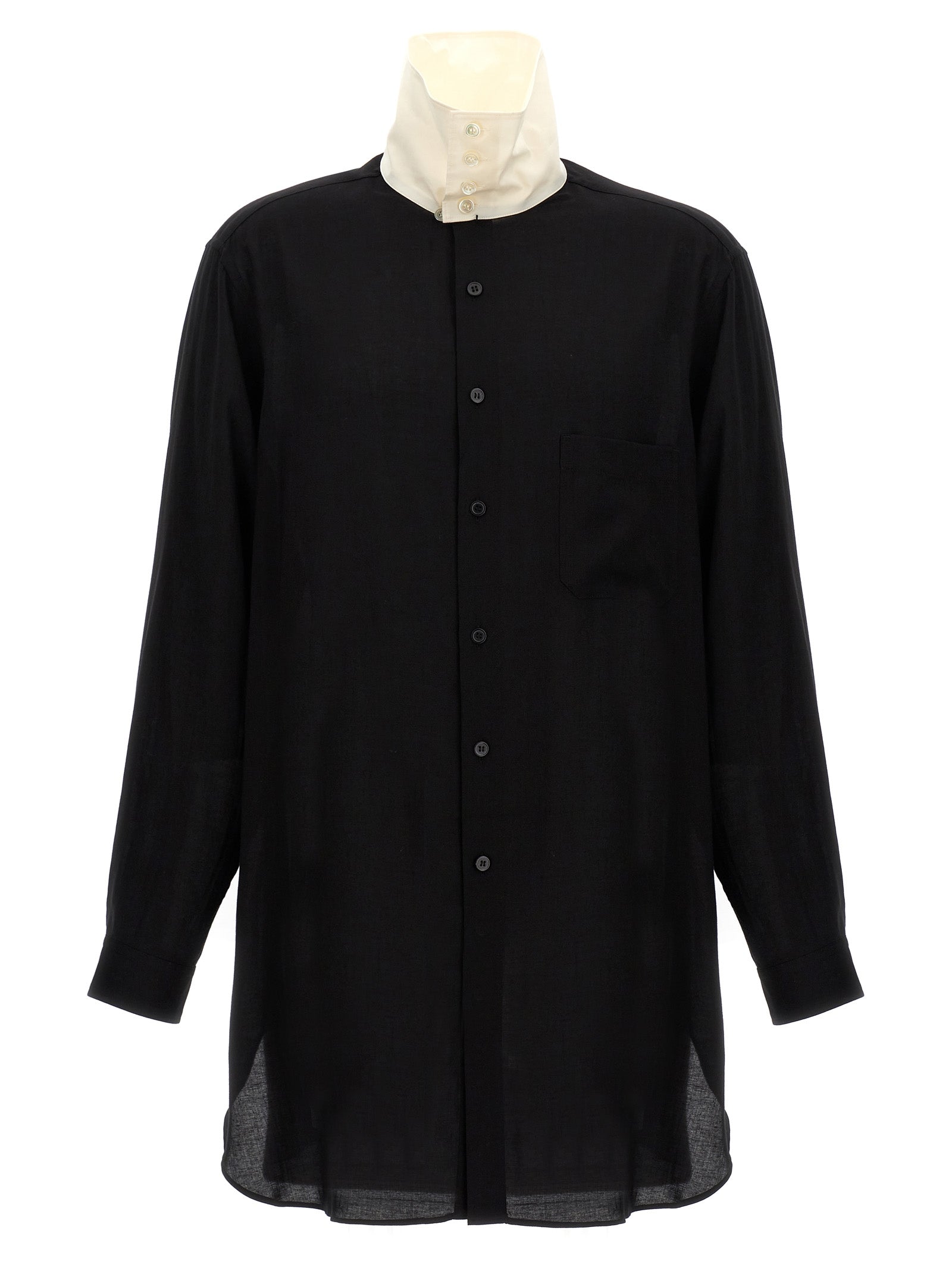 Yohji Yamamoto-U-Stand Collar Camicie Bianco/Nero-Uomo