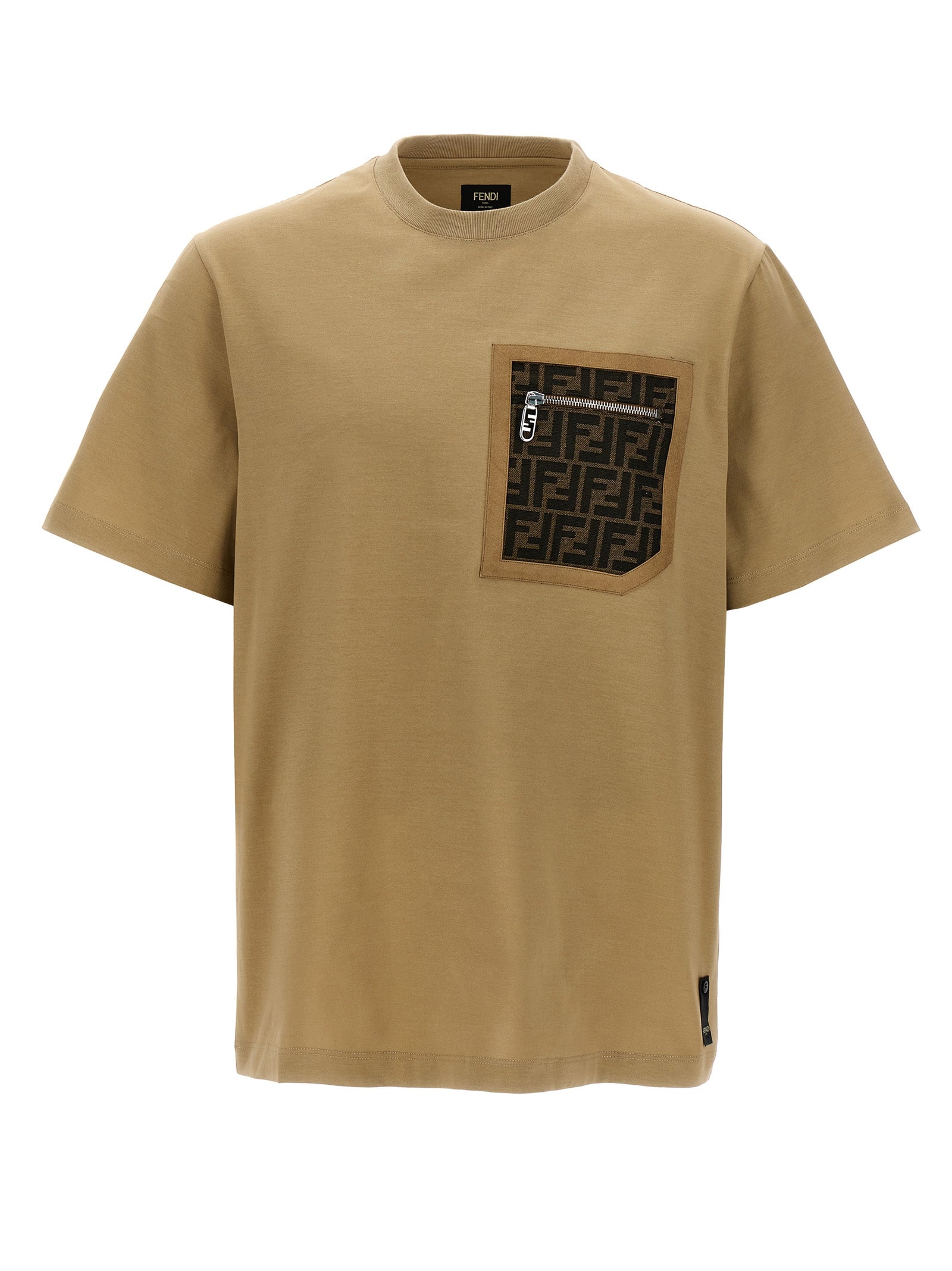 Fendi-Ff T Shirt Beige-Uomo